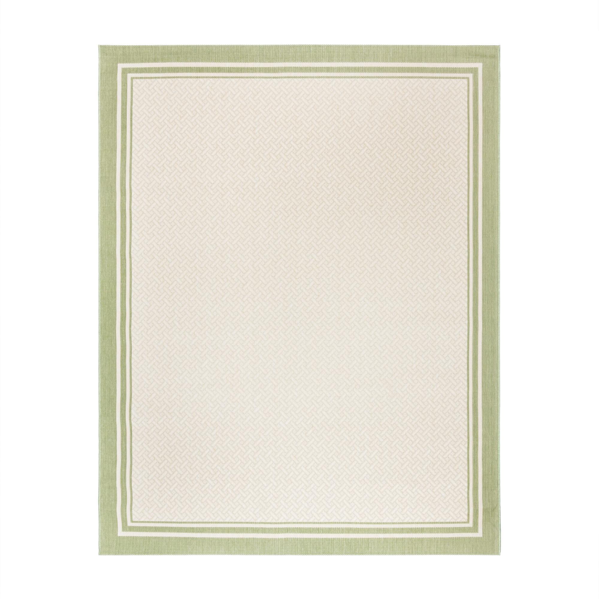 Gertmenian Paseo Soroa Palm Green/Beige Classic Border Indoor/Outdoor Flatweave Area Rug