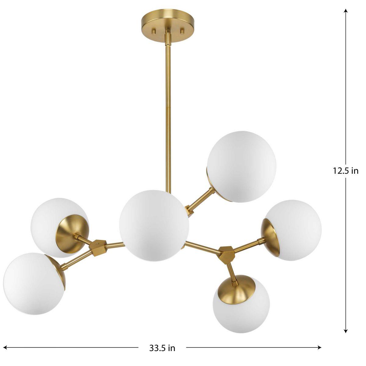 Progress Lighting Haas 6-Light Chandelier, Brushed Bronze, Etched Opal Glass, Design Series