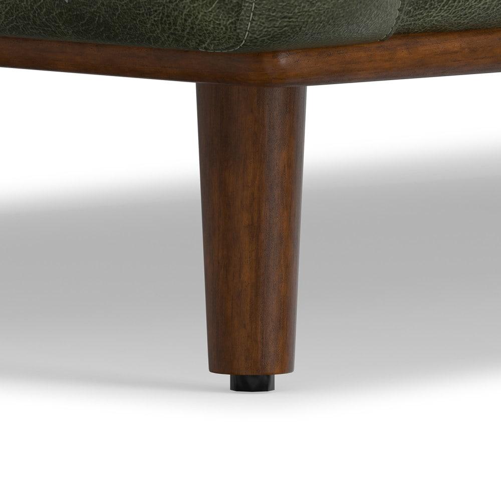 Simpli Home Morrison Genuine Leather Sofa, Mid-Century Modern Couch for Living Room, Handcrafted with Removable Cushions