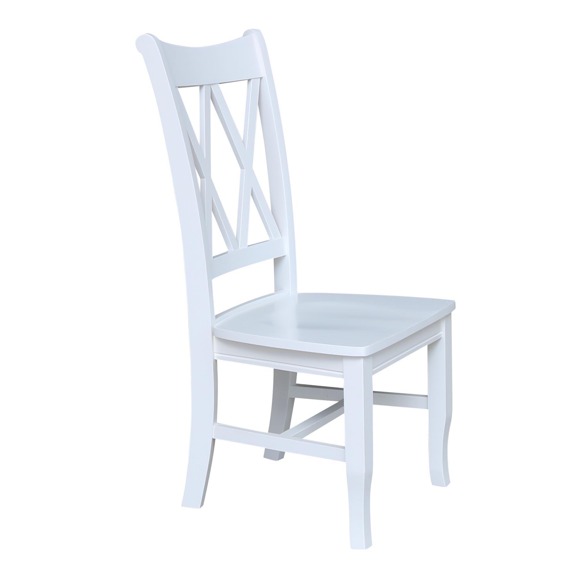 International Concepts Set of 2 Jeremy Double Dining Chairs White: Hardwood Frame, Modern Style, 250lb Capacity