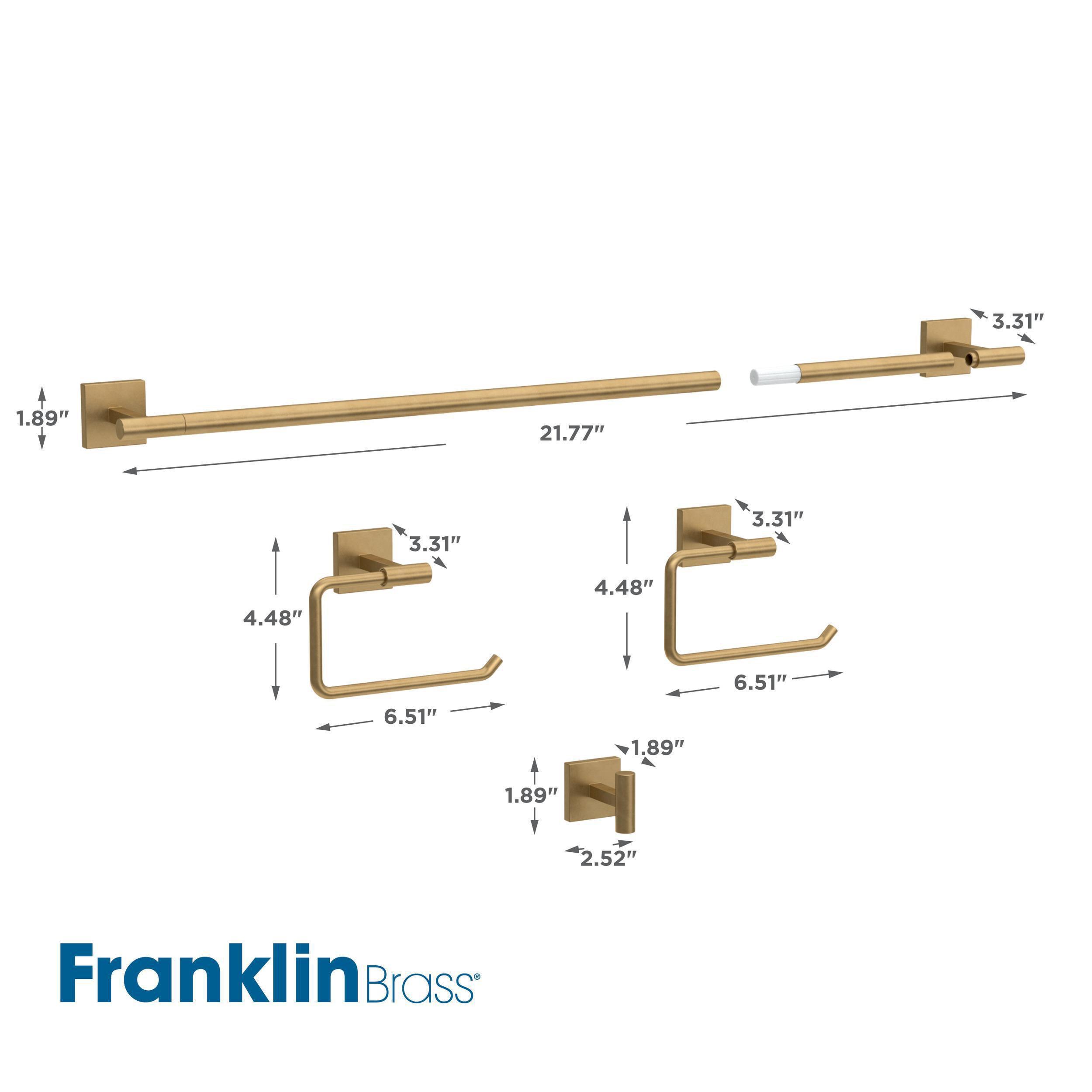 Franklin Brass Nash 4-Piece Bath Hardware Set 18" Towel Bar w/ Extender Toilet Paper Holder Towel Holder Towel Hook NASH64-SG