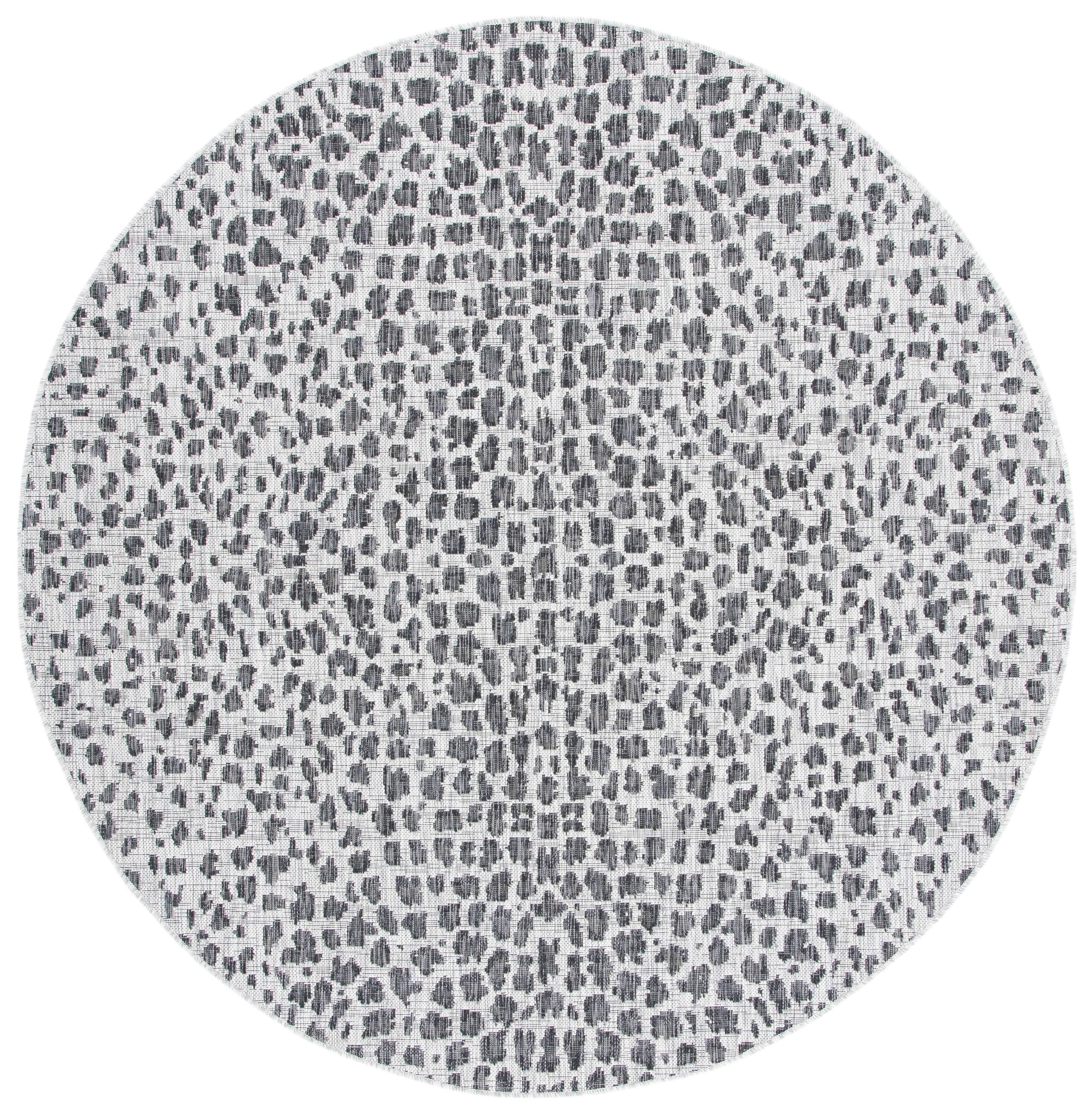 Courtyard CY8505 Power Loomed Indoor/Outdoor Area Rug - Gray/Black - 3' round - Safavieh.