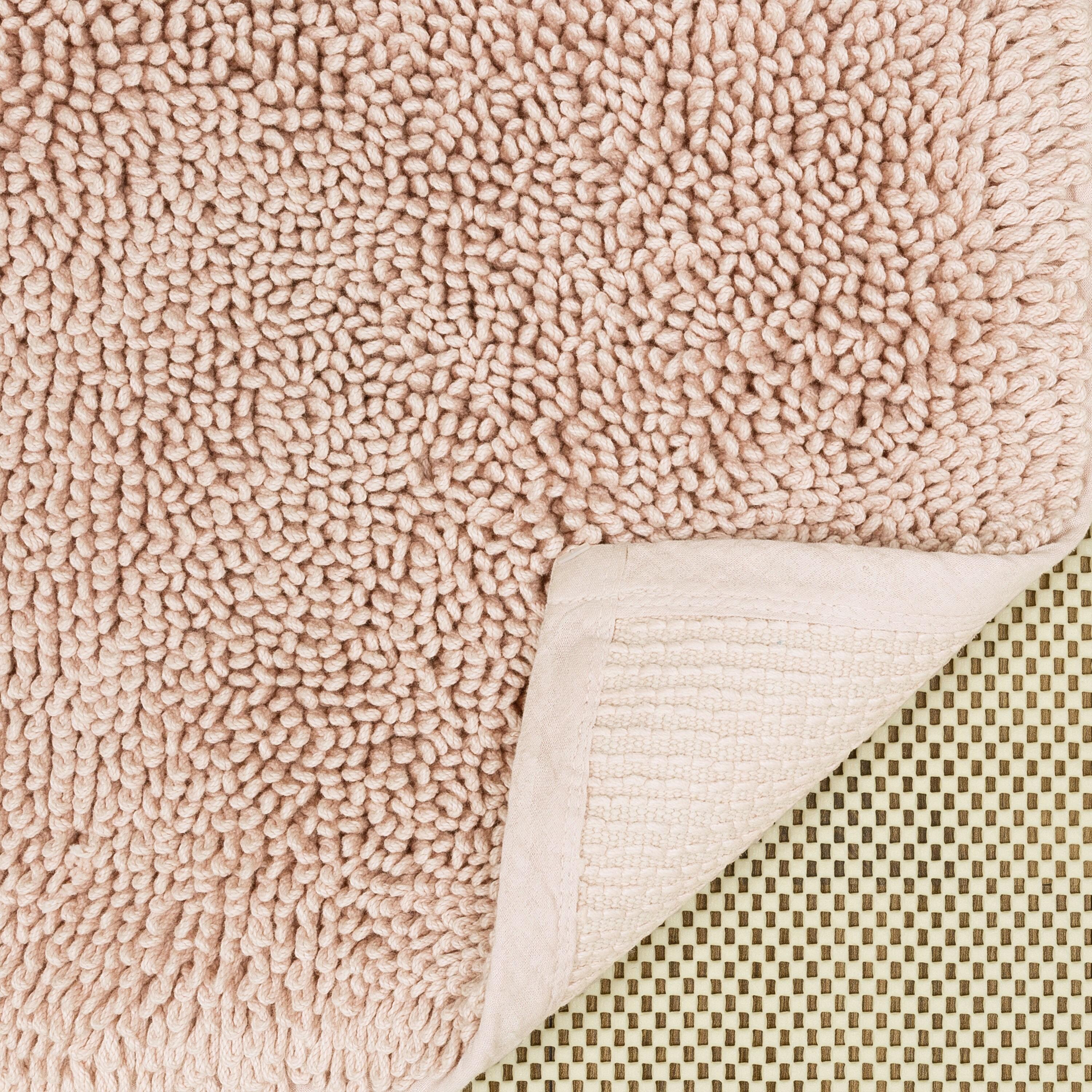 Blush Cotton Bath Rug with Latex Backing, 45" x 27"