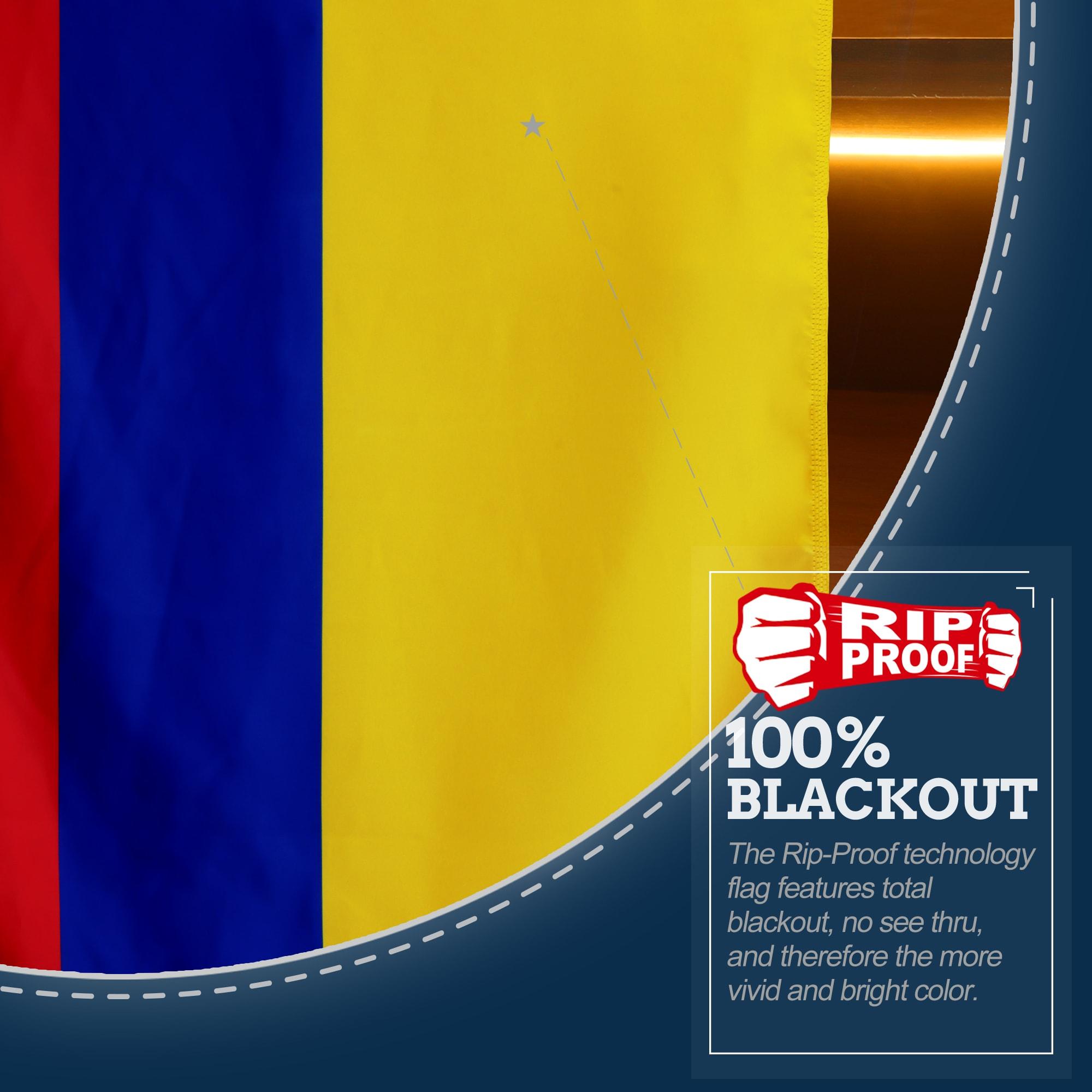 Anley Rip-Proof Double Sided 3-Ply Colombia Flag 3x5 Ft - Colombian National Flags