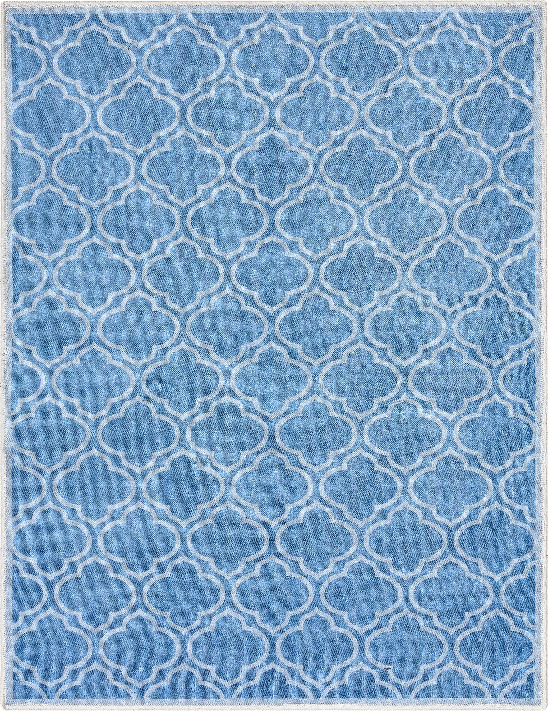 Kehr Lattice Moroccan Blue Machine Washable Area Rug