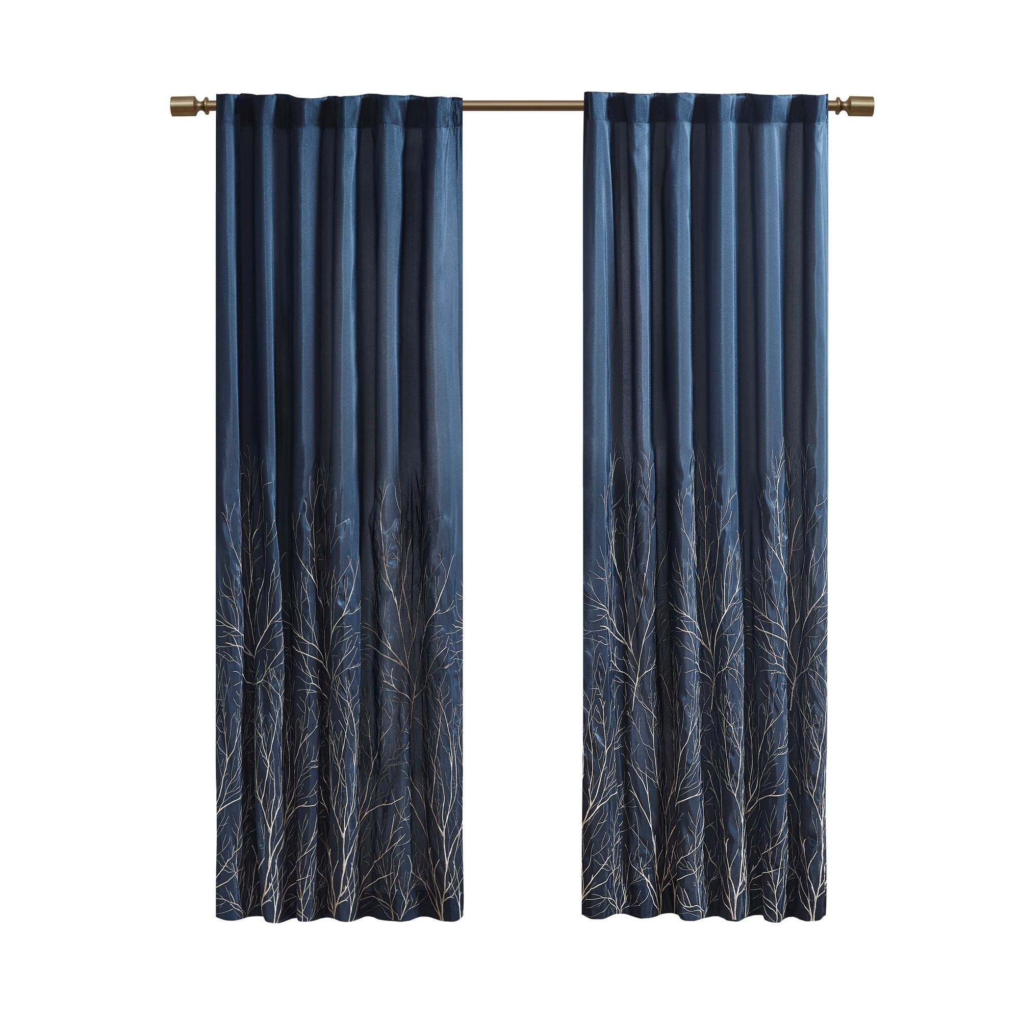 Andora Embroidered Branch Rod Pocket Single Curtain Panel