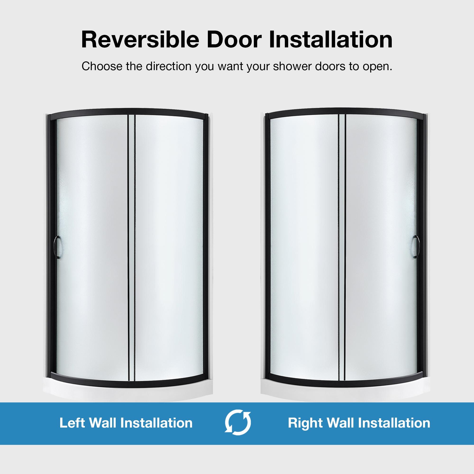 OVE Decors Breeze 33 in. Framed Round Shower Kit w/ Frosted Glass, Base, Wall