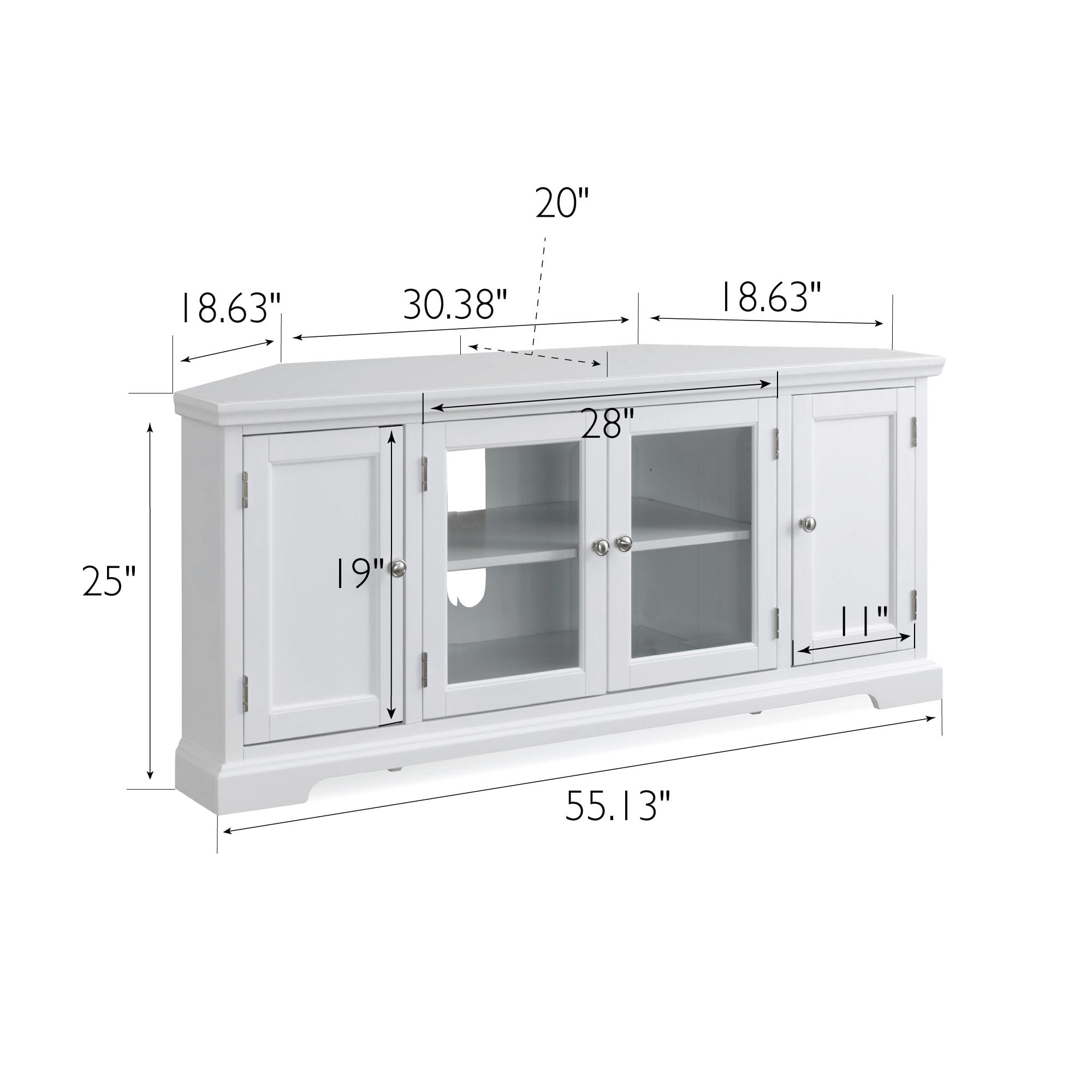 Leick Home 85386 Corner TV Stand with Enclosed Storage For 65" TV's, White