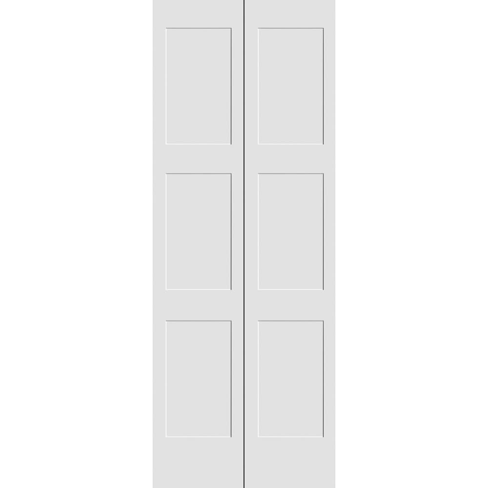 Trimlite Primed 3 Equal Panel Shaker Bi-Fold Door