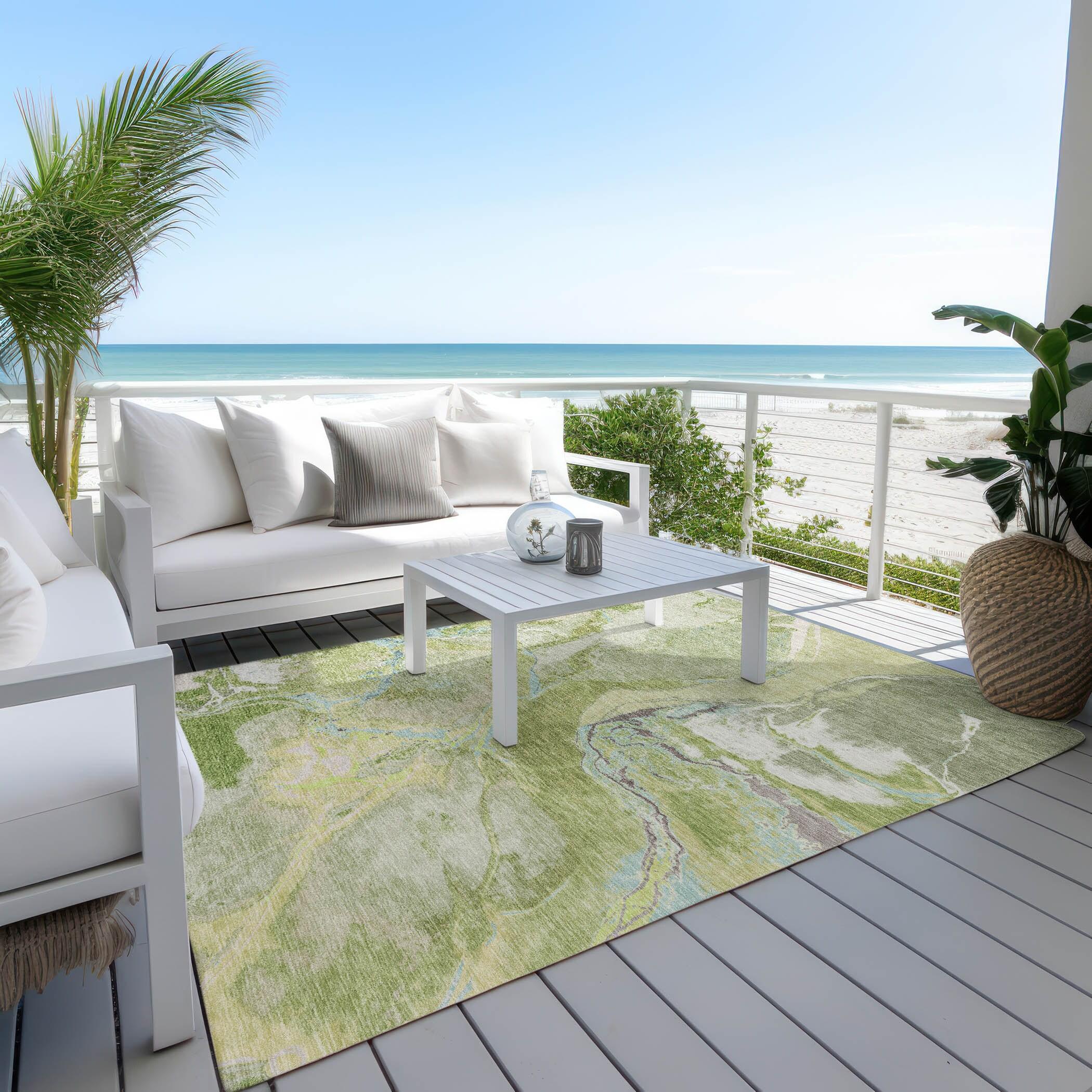Addison Rugs Chantille Indoor/Outdoor Transitional Abstract Green Washable Rectangle Rug, 2'6" x 3'10"