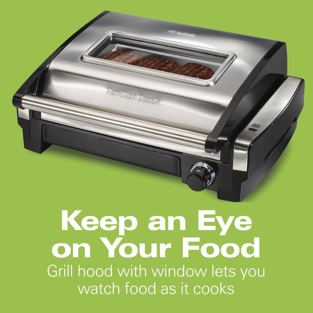 Hamilton Beach Hamilton Beach® Electric Indoor Searing Grill with Removable Non-Stick Grate, Viewing Window & Adjustable Temperature Control to 450°F, 118 sq. in. Surface Serves 6