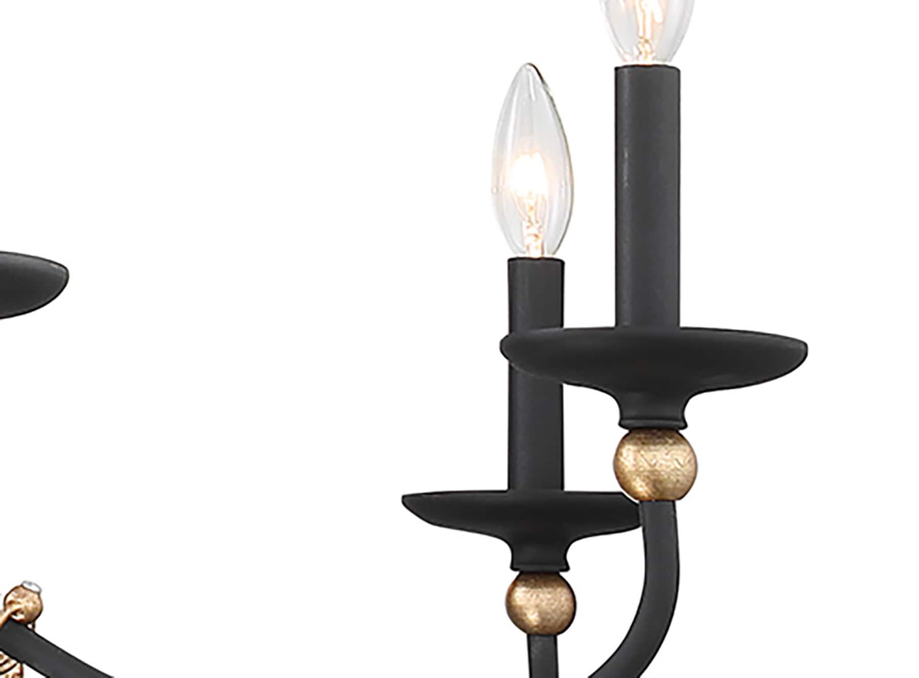 Westchester County Sand Coal and Skyline Gold Leaf 8-Light Chandelier