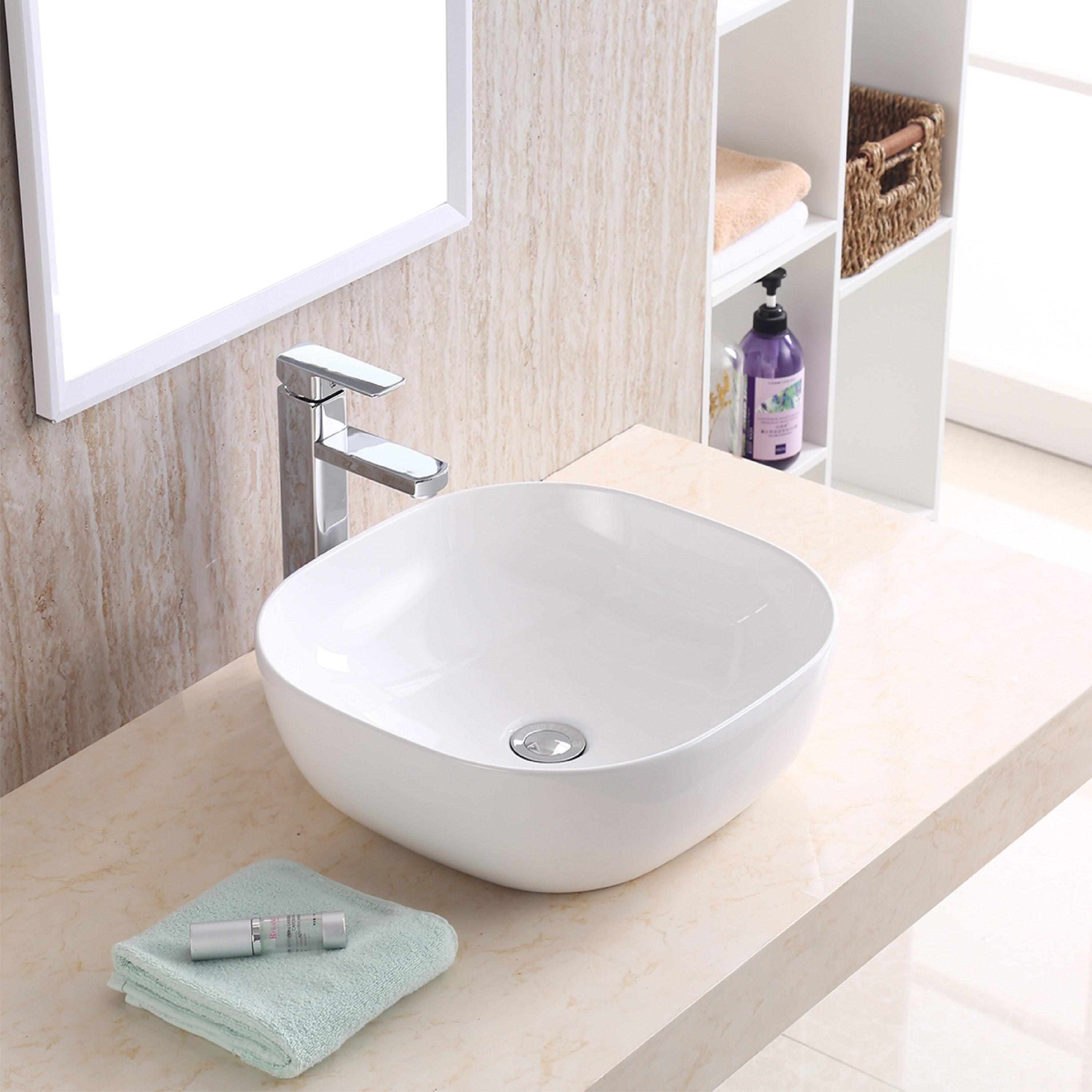 Karran Valera 17 In. Vitreous China Square Vessel Bathroom Sink