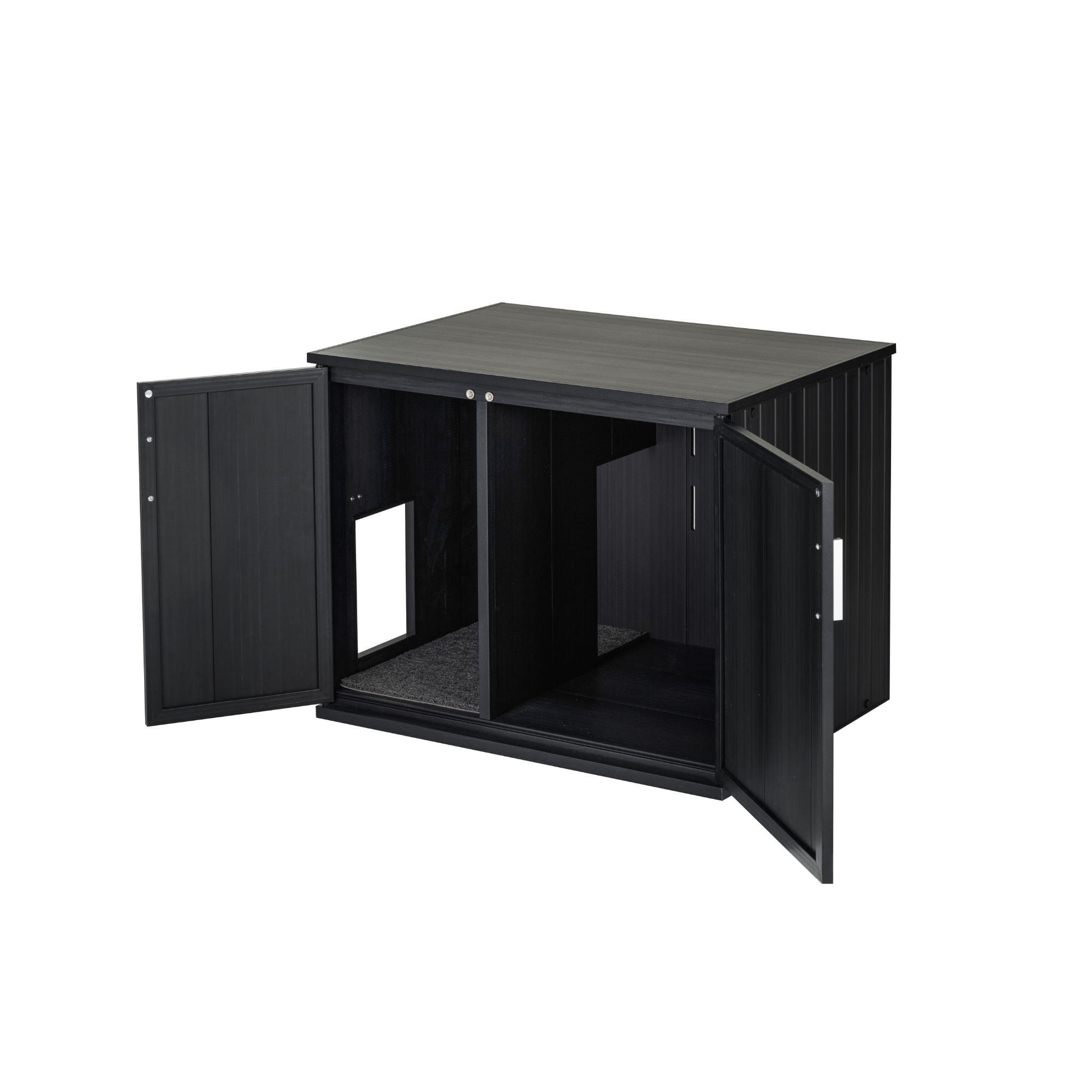 New Age Pet® ECOFLEX® Promax Litter Loo® Litter Box Enclosure Table, Espresso Black - Durable Wood Plastic Composite Cat Litter Box Furniture with No-Track Litter Mat, Easy Clean, Quick Assembly