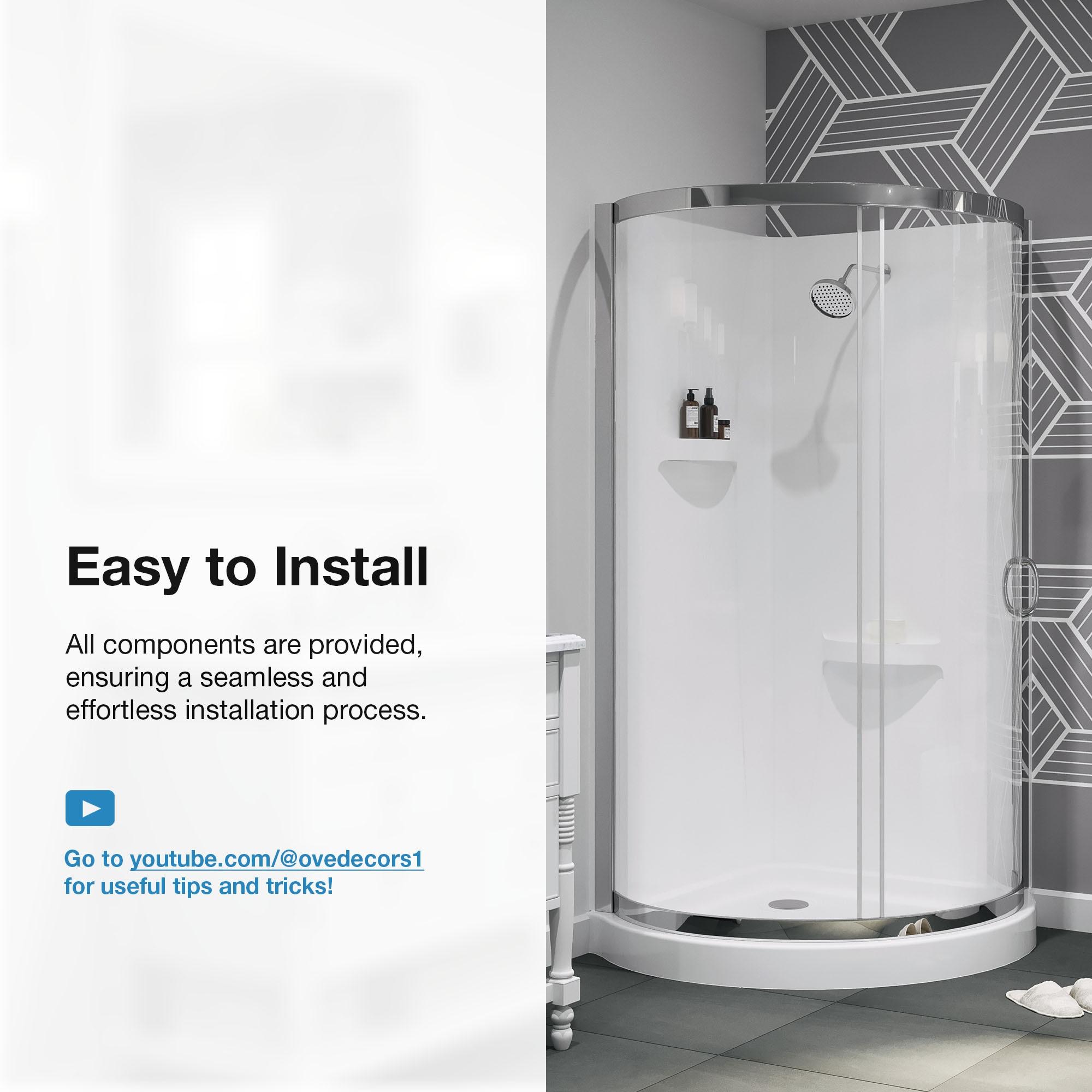 Breeze Premium 38 in. Corner Shower Sliding Door with Walls and Base Included, Clear Glass and Chrome Finish