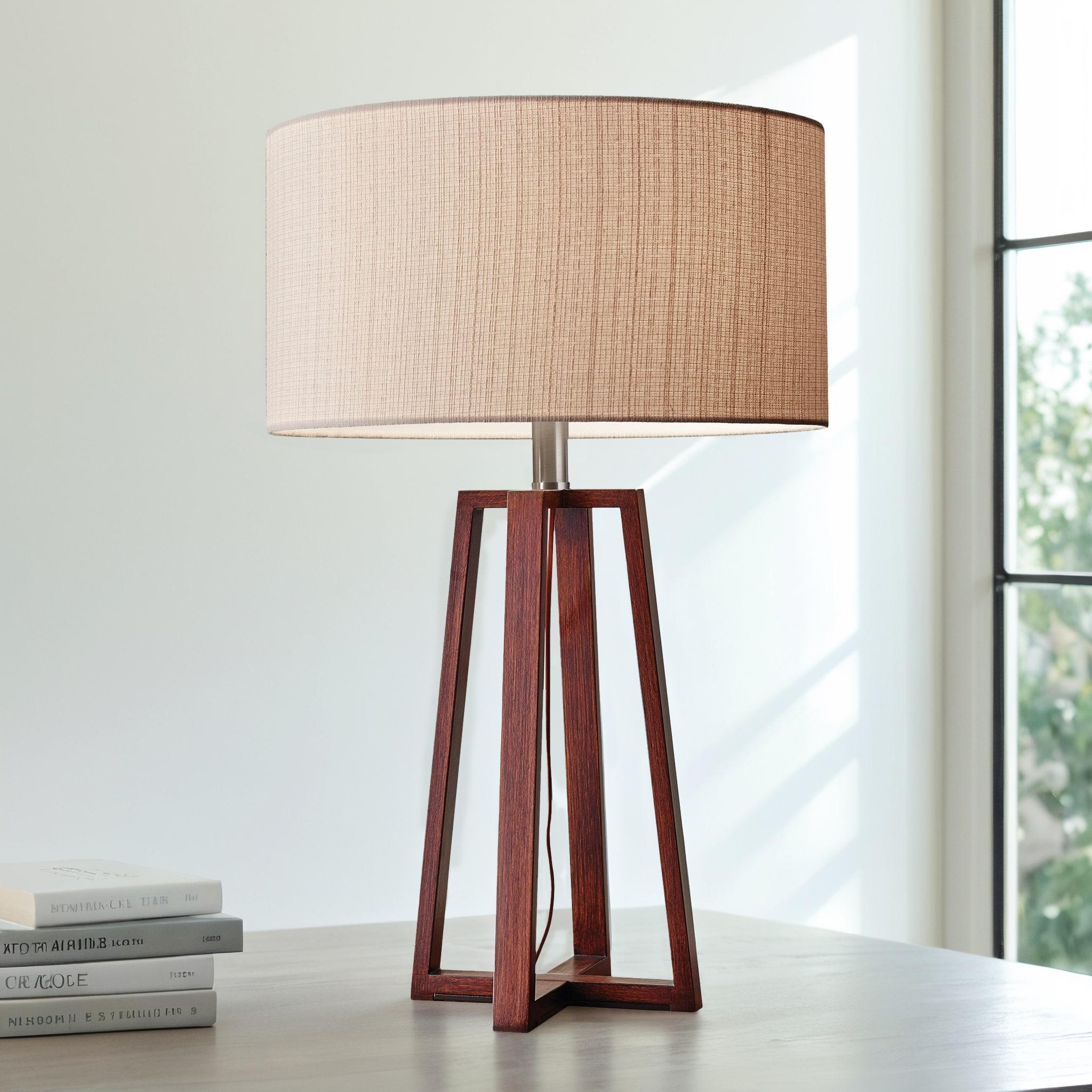 Adesso 23.75" Quinn Table Lamp Brown: ETL Listed, Linen Shade, No Assembly Required