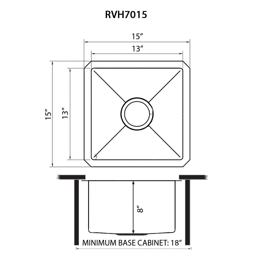 Ruvati Undermount 16 Gauge Zero Radius Bar Prep Sink Stainless Steel Single Bowl