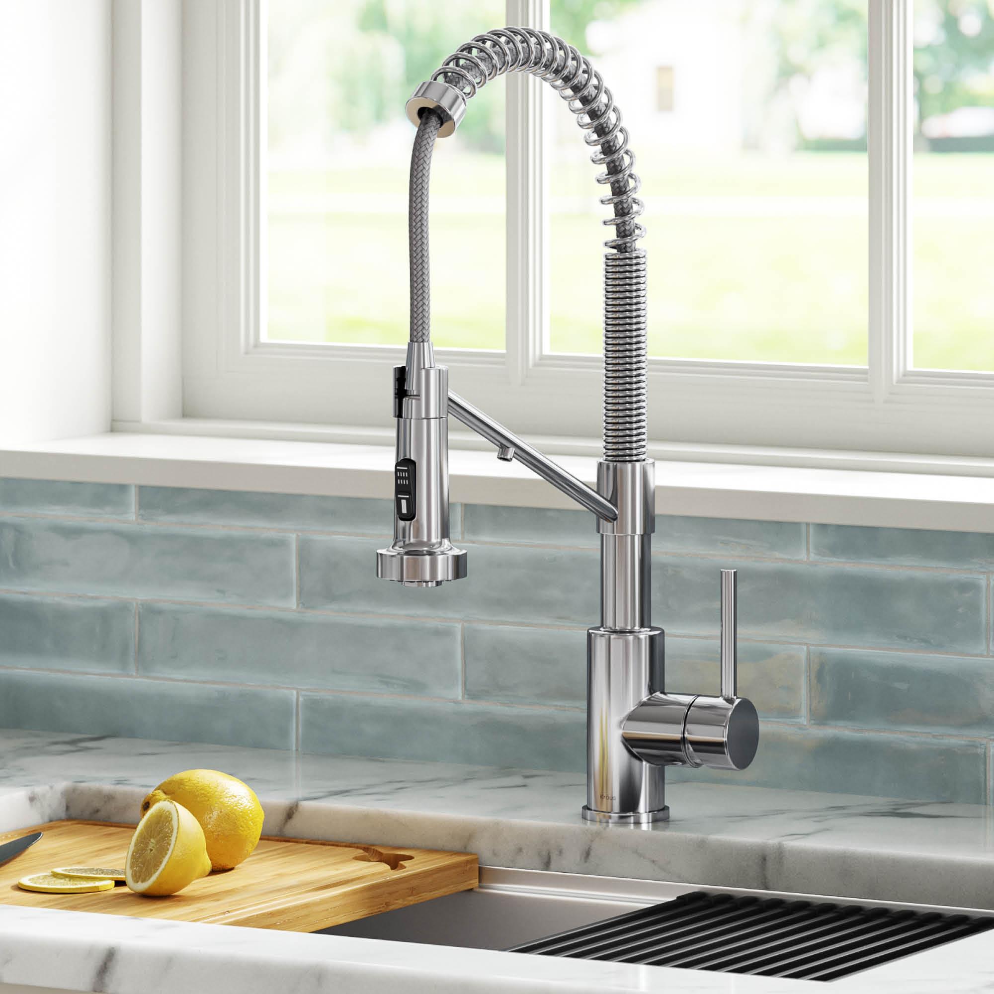 Chrome Pull-Down Single Handle Kitchen Faucet with Spray