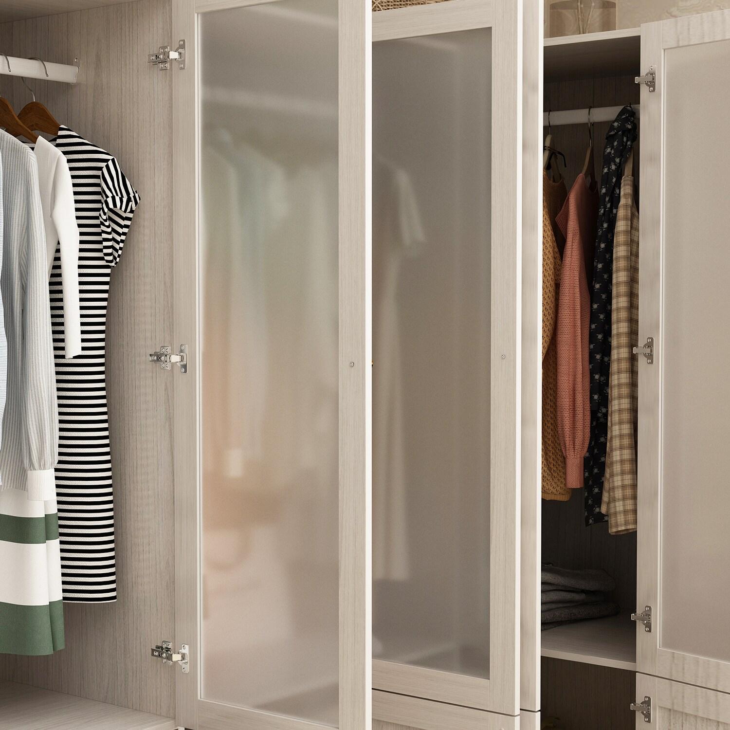 FUFU&GAGA Modern Simple Wardrobe Frosted Glass Door Combination Clothes Storage Cabinet Armoire