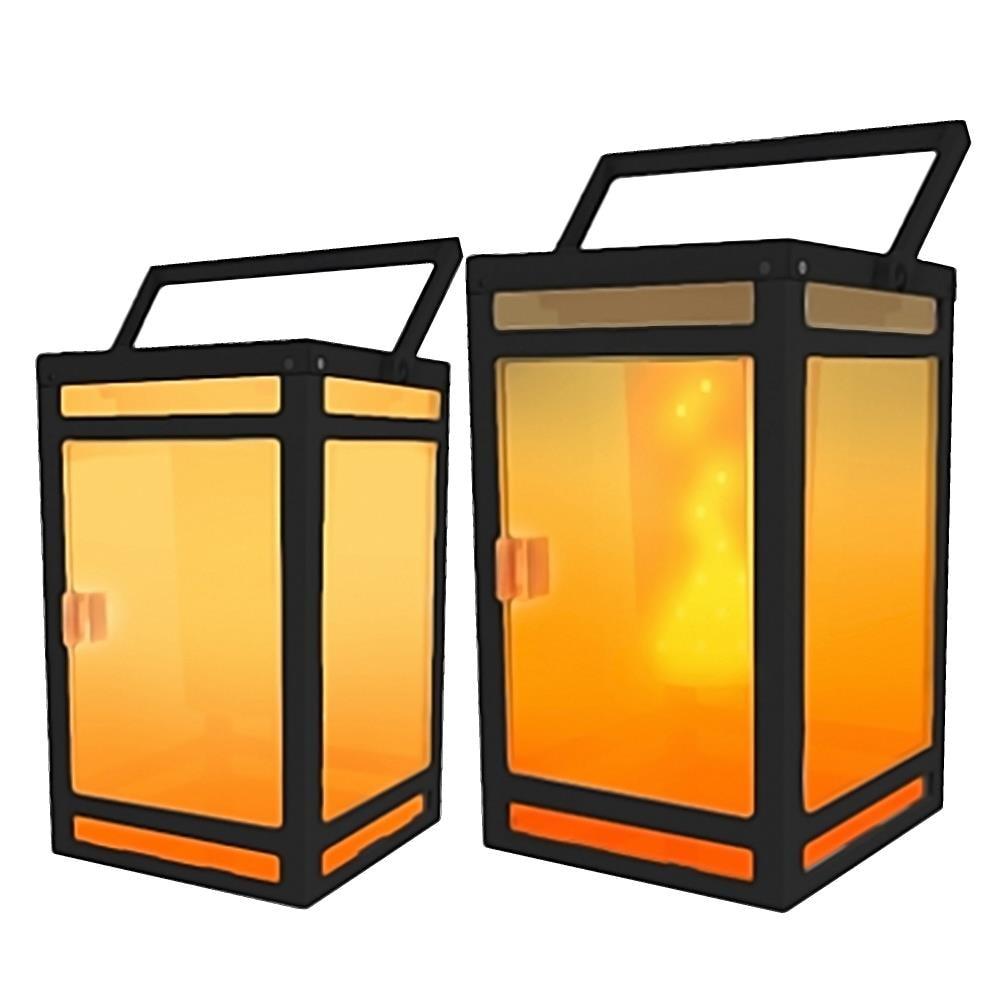 8" LED Solar Portable Outdoor Lantern with Flame - Techko Maid: Waterproof, Weather-Resistant Lighting