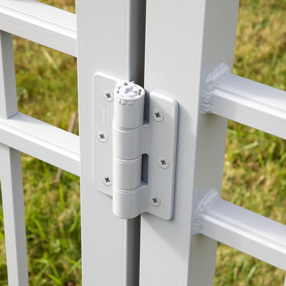White Aluminum Self-Closing Butterfly Gate Hinges, 2-Pack