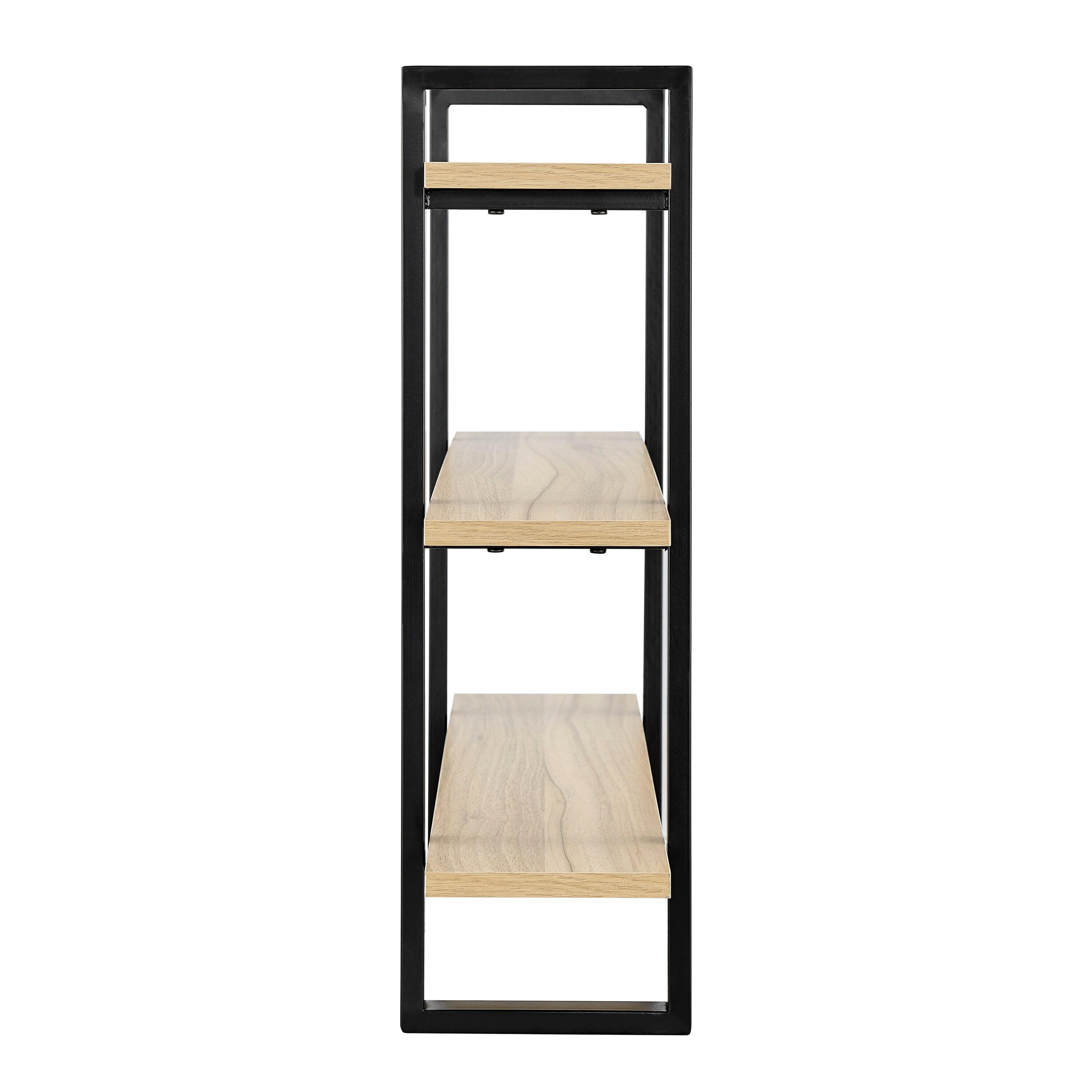 Danya B. 35.5" x 31.5" Rio 3 Tier Floating Bracket Wall Shelf Chestnut: Mid-Century Modern MDF & Iron Storage