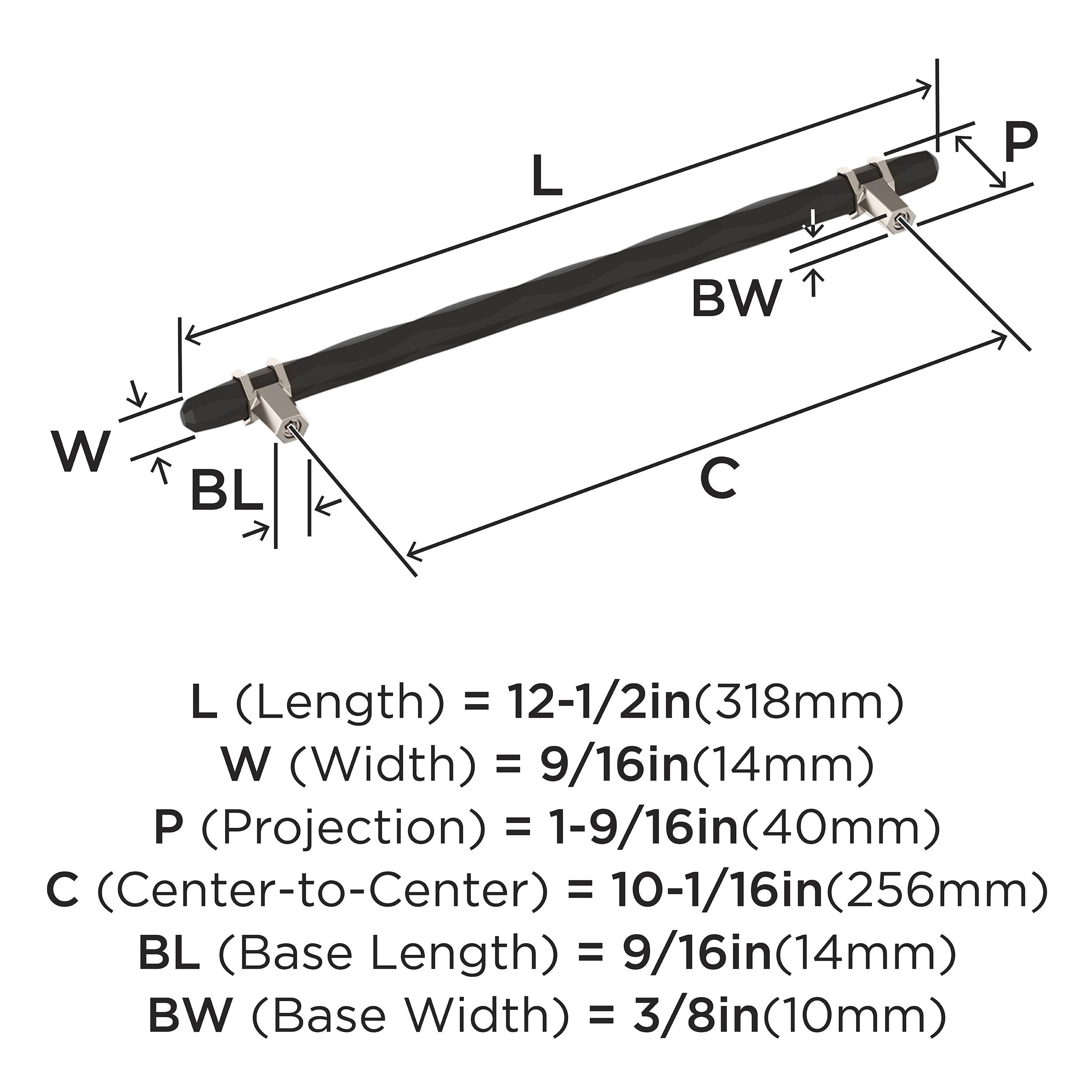 Amerock London 10-1/16 inch (256mm) Center-to-Center Black Bronze/Polished Nickel Cabinet Pull