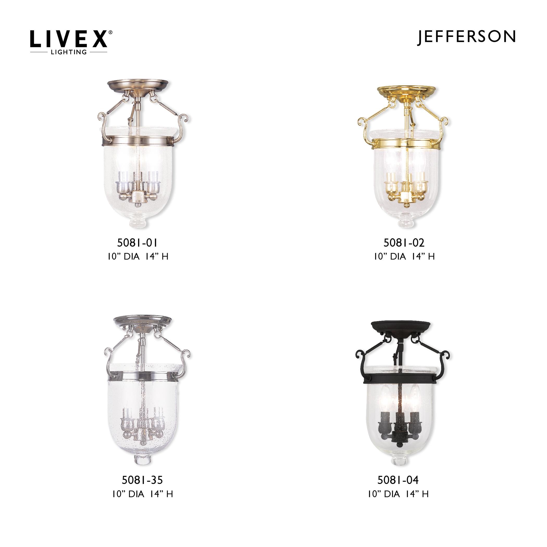 Livex Lighting Jefferson 3 - Light Flush Mount in  Polished Brass
