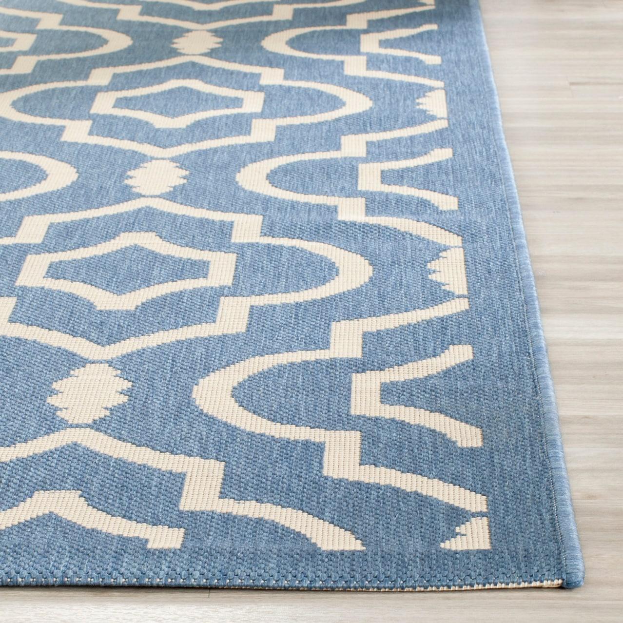 Courtyard CY6926 Power Loomed Indoor and Outdoor Area Rug - Blue/Beige - 5'3"x7'7" - Safavieh