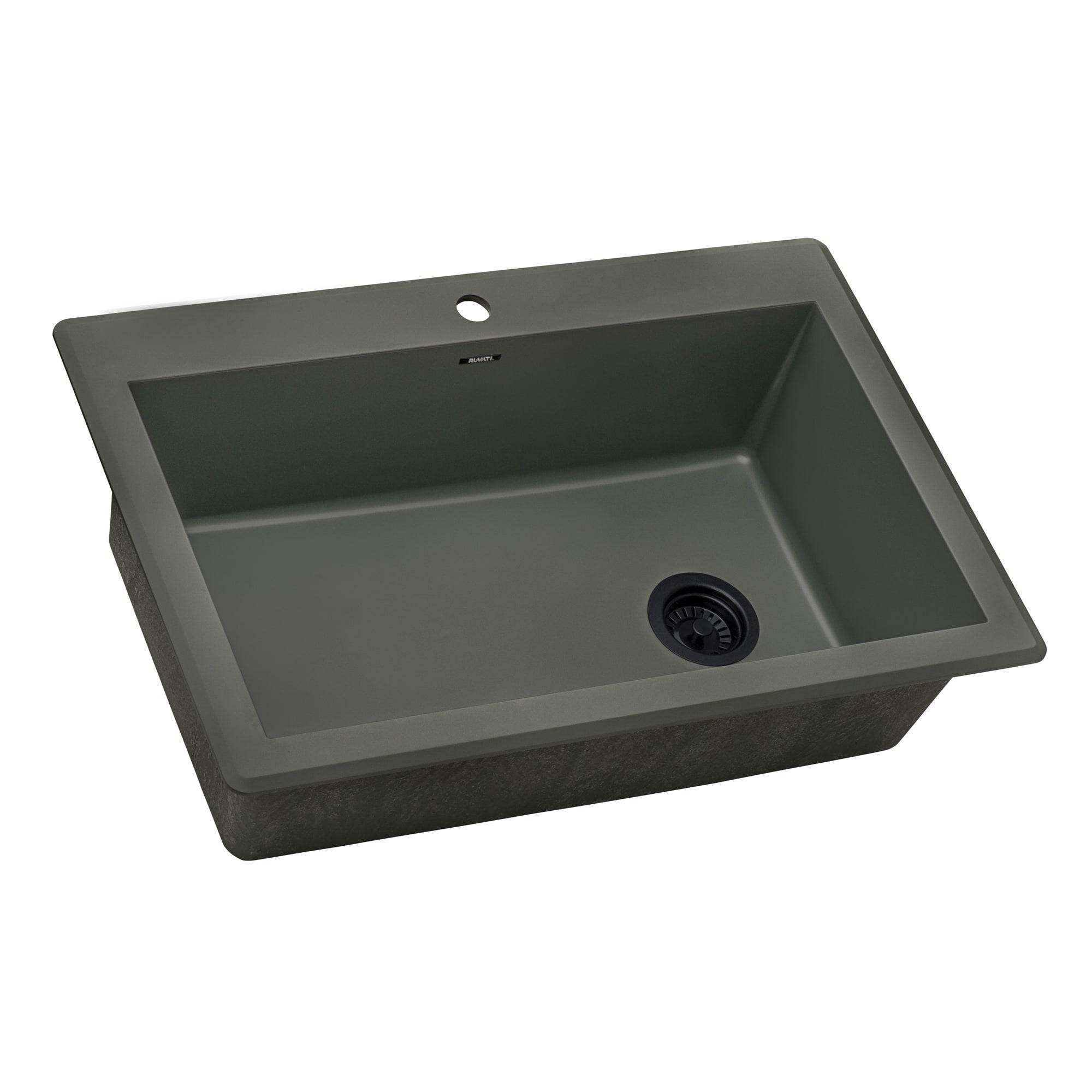 Ruvati 33 x 22 inch Granite Composite Drop-in Topmount Single Bowl Kitchen Sink