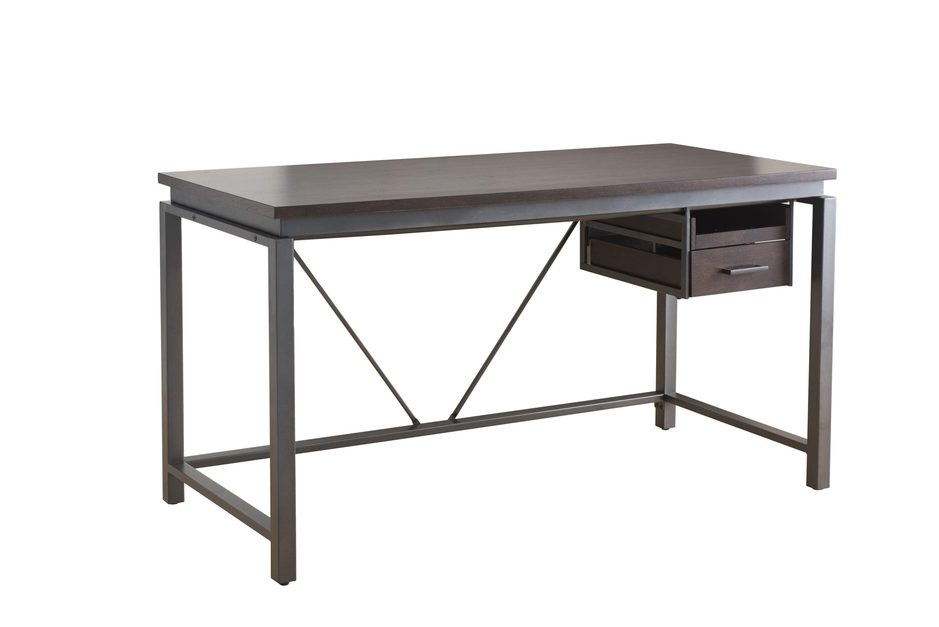 Studio Space 58" Dark Walnut Composite Writing Desk with Sliding Organizer