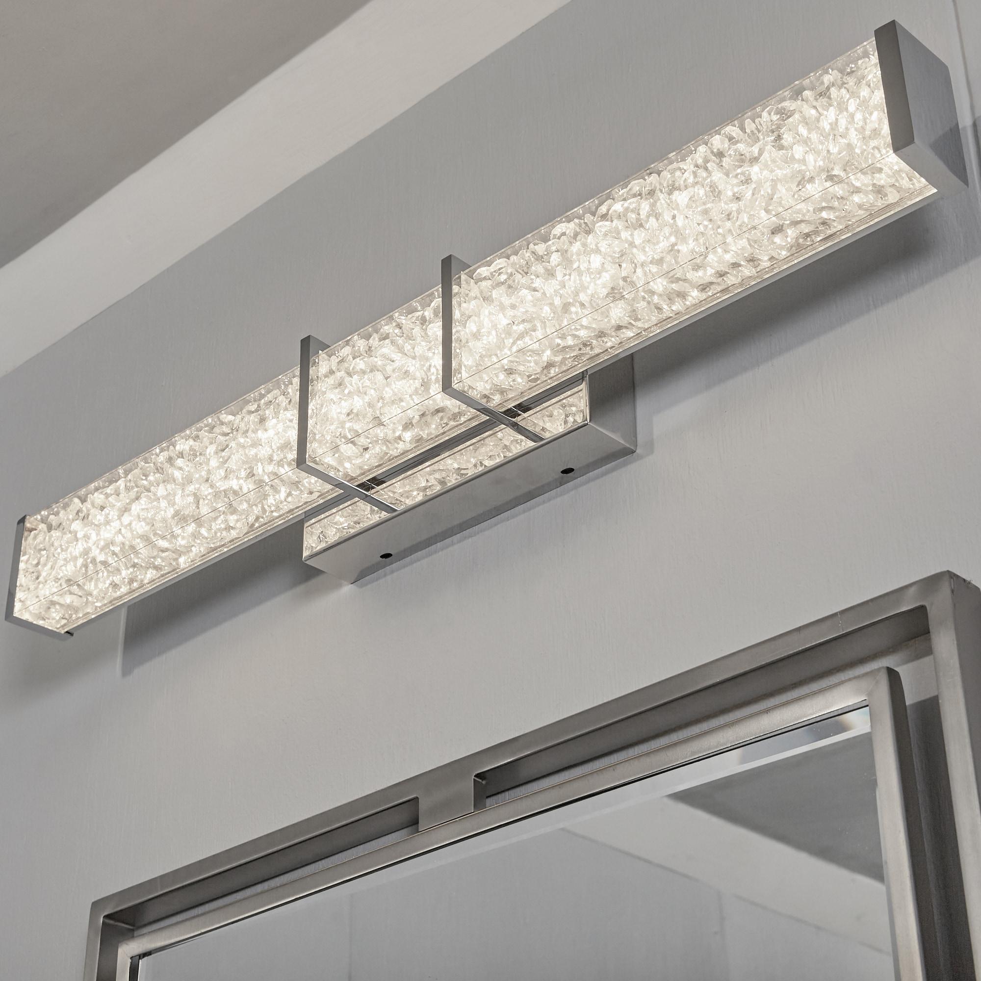 Artika Riviera 27 in. 1-Light Chrome Modern Integrated LED Vanity Light Bar for Bathroom with Crystals