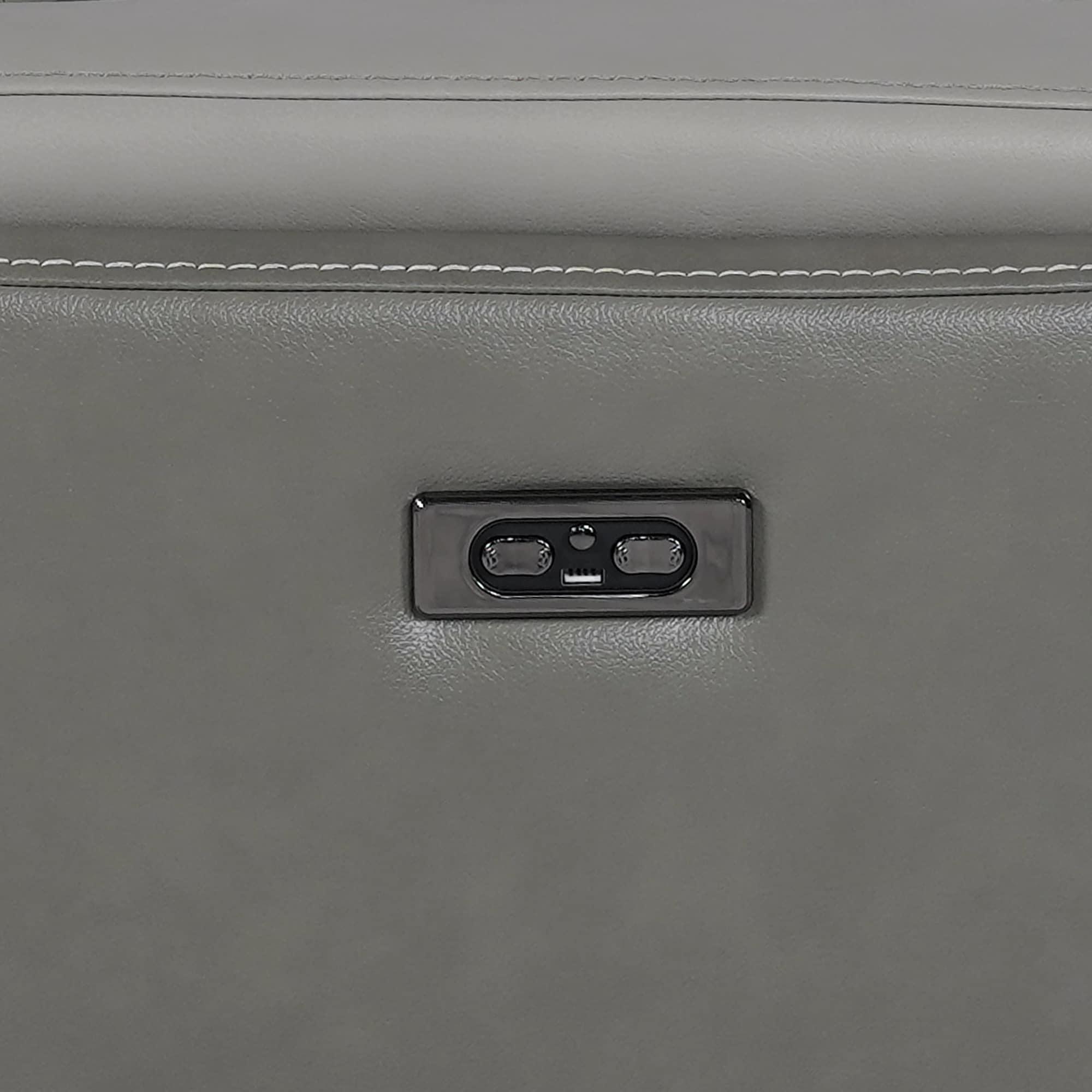 Ebern Designs Juna Zero Gravity Power Recliner Chair With Headrest, Gray Genuine Leather