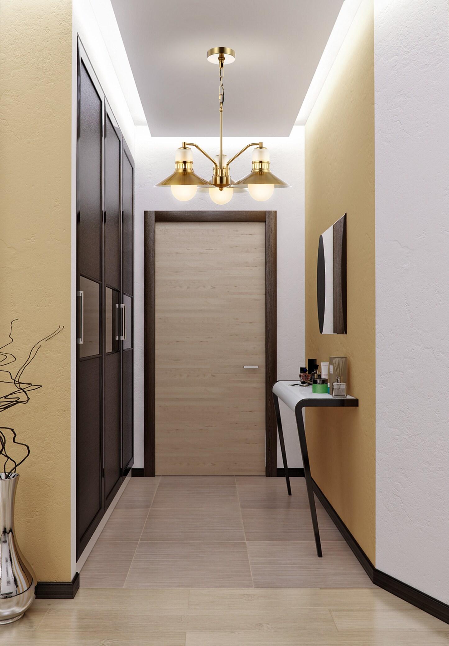 JONATHAN Y JYL6122A Colin 3-Light 22" Adjustable Iron/Glass Retro Hurricane LED Chandelier, Contemporary, Glam for living room, dinning room, bedroom, office Bulb Included, Brass Gold