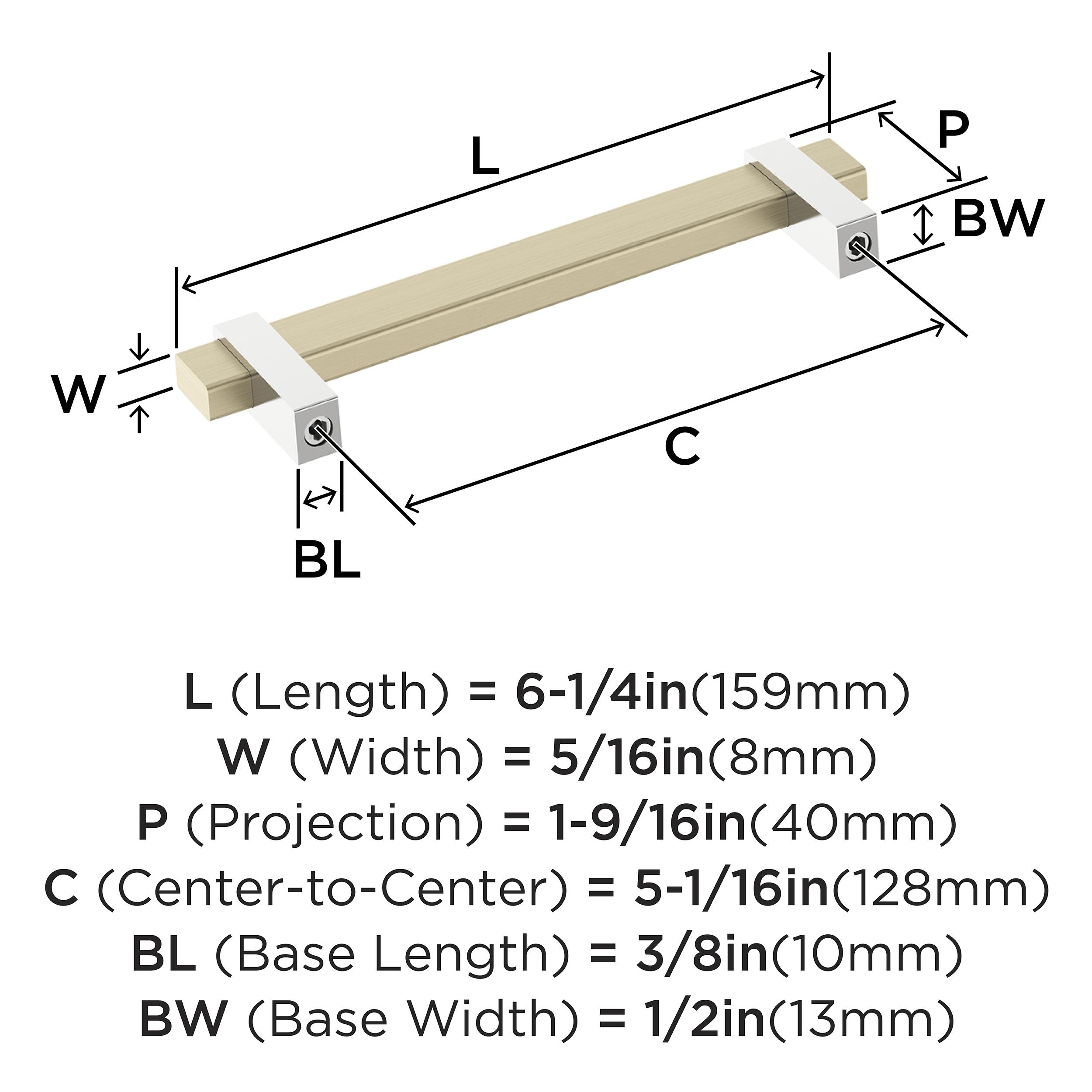 Amerock Mulino 5-1/16 inch (128mm) Center-to-Center Golden Champagne/Polished Chrome Cabinet Pull