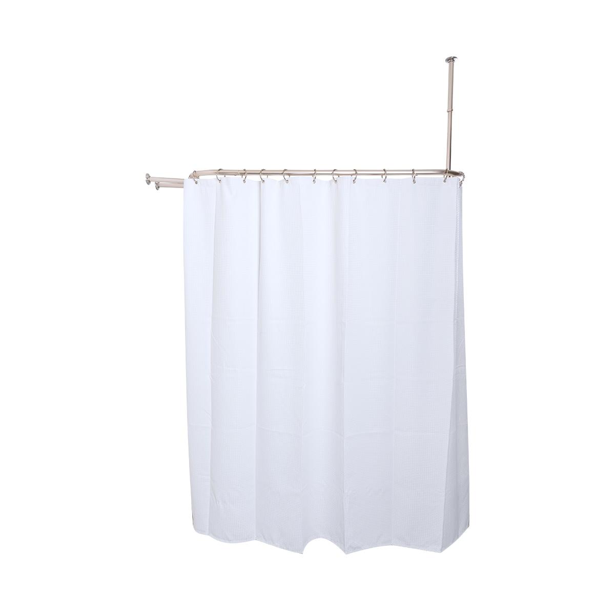 Utopia Alley Rustproof 54" L D-Shaped Fixed Shower Curtain Rod & Hook Set