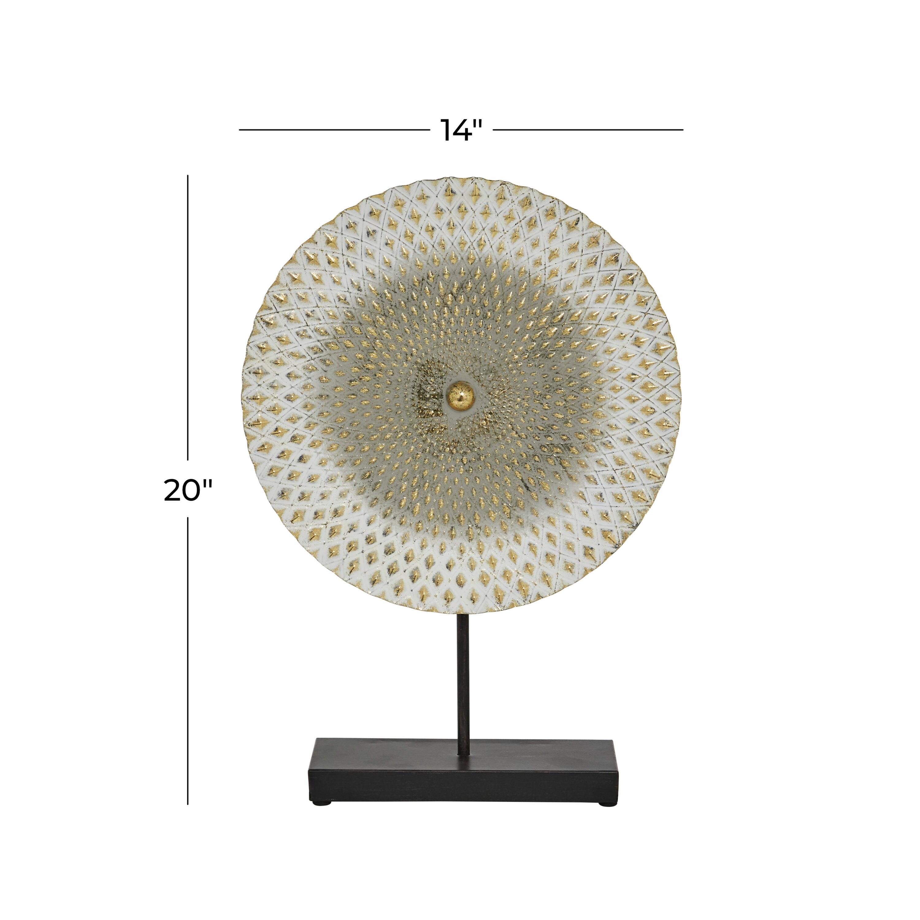 Dakota Fields Diahna Metal Geometric Decorative Gray Sculpture with Black Base