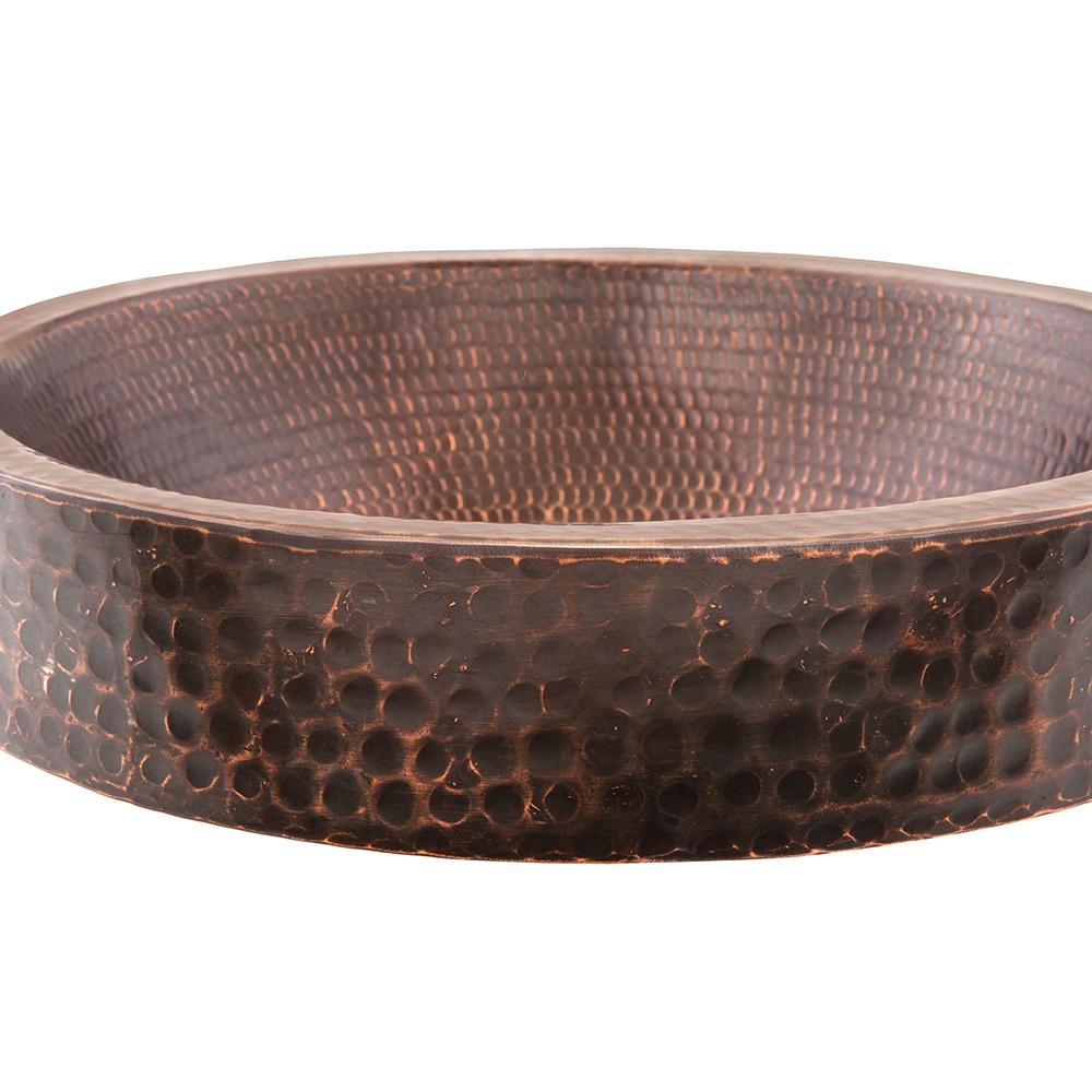 15" Small Round Skirted Vessel Hammered Copper Sink