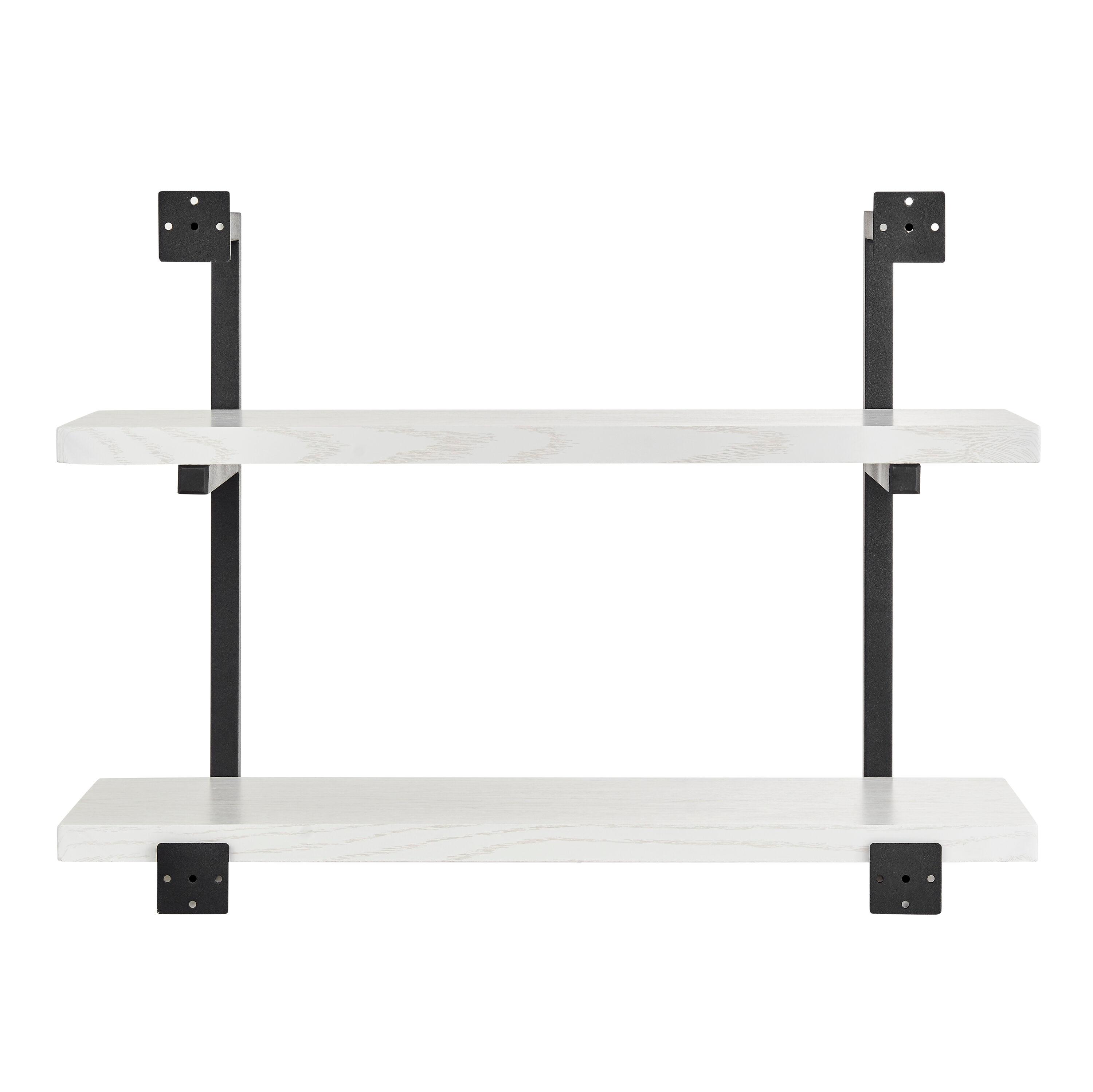 31.5" x 22.5" Modern 2 Tier Hanging Bracket Wall Shelve White Birch - Danya B.: Chic Storage, Metal MDF