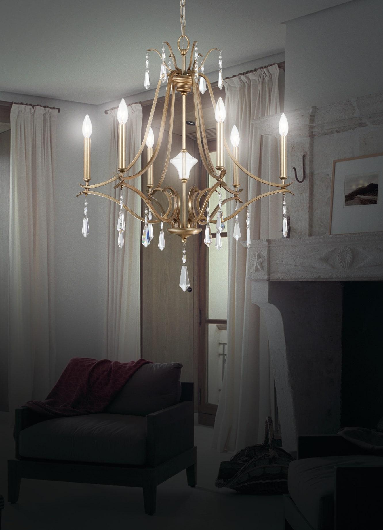 Minka Lavery Aged Brio Gold Chandelier 26 3/4" Wide French Clear Crystal 6-Light Fixture for Dining Room House Kitchen Entryway