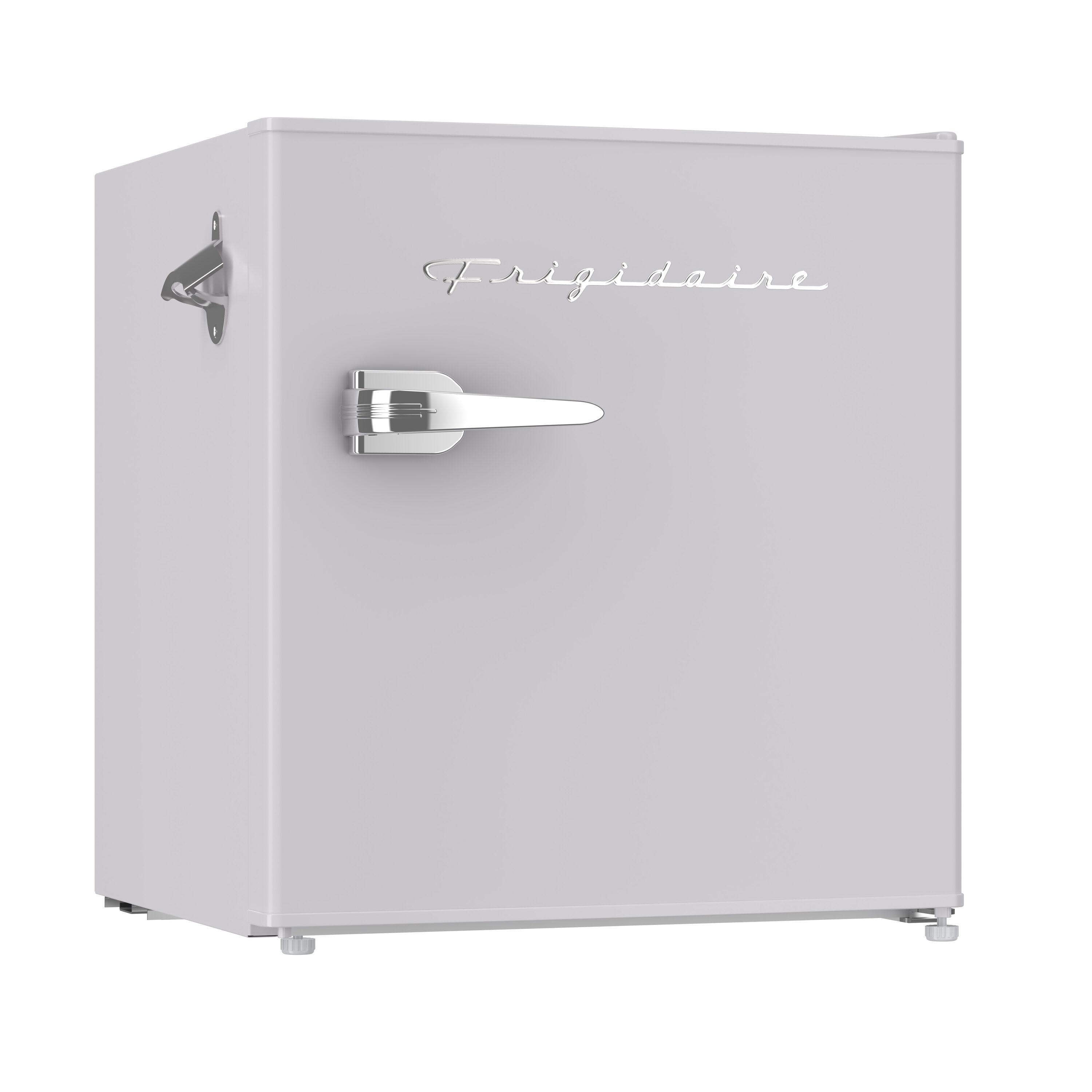 Frigidaire 1.6 cu ft Retro Fridge With Side Bottle Opener Moonbeam: Compact Dorm & Skincare Refrigerator-Freezer, Manual Defrost