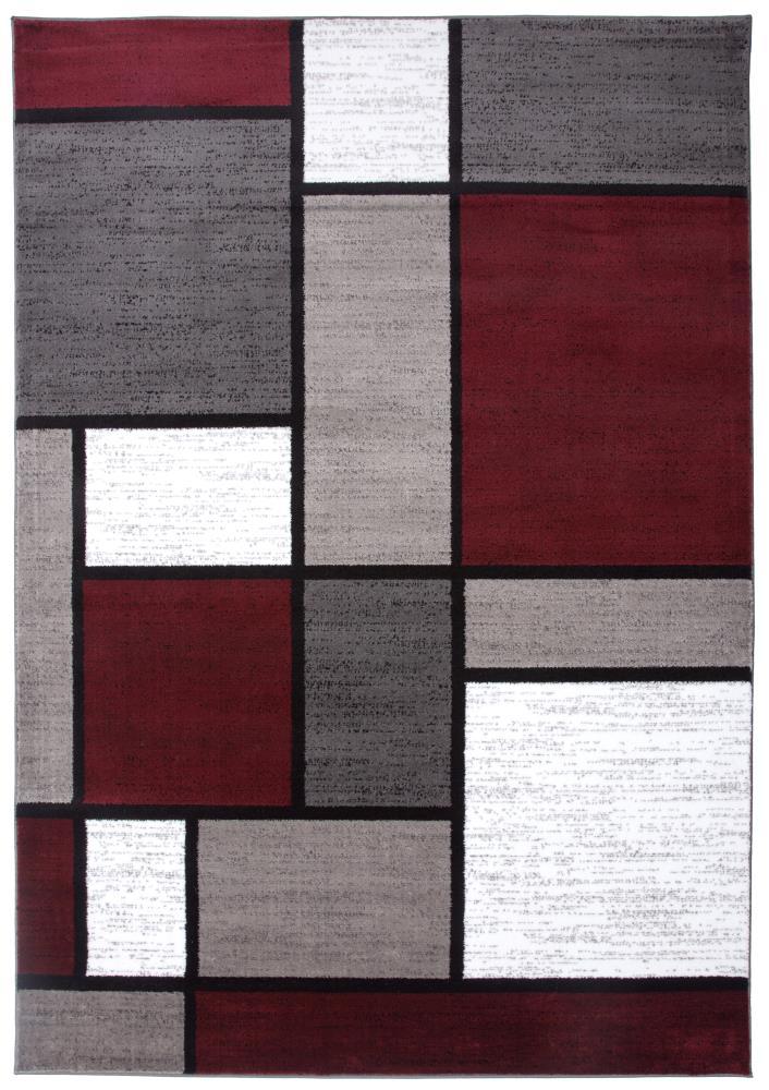 World Rug Gallery Contemporary Modern Boxed Color Block Red 3'3"x5' Area Rug