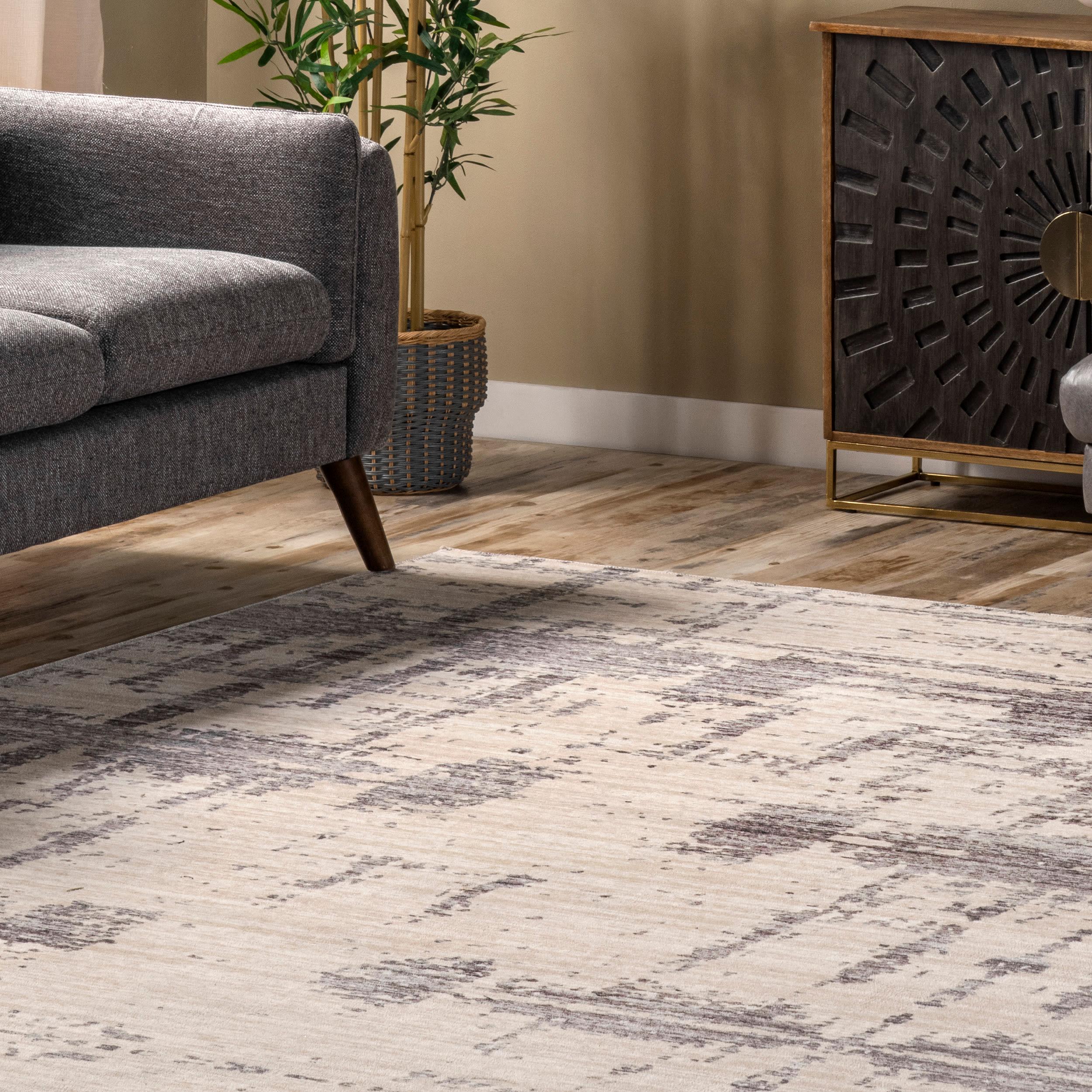 Nuloom Ariana Abstract 5x8 Machine Washable Indoor Area Rug for Living Room Bedroom Dining Room Kitchen, Grey/Beige
