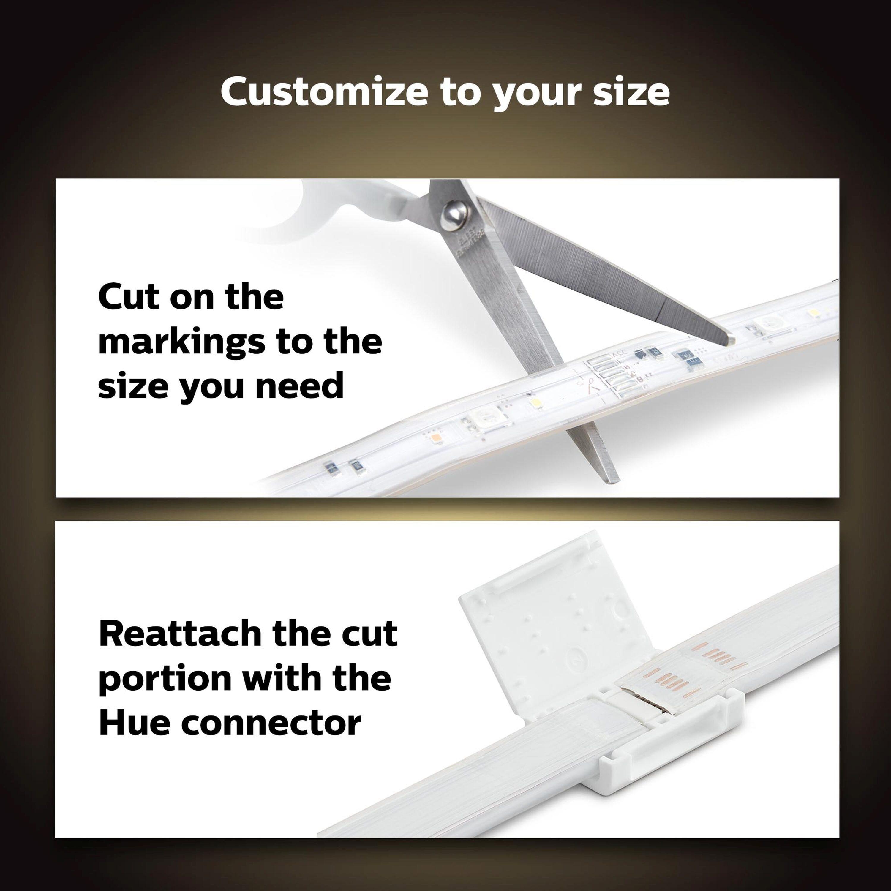 Philips Hue White and Color Ambiance Bluetooth Enabled Lightstrip Base Kit: LED, Indoor, Multicolored, Electric, 80" Length