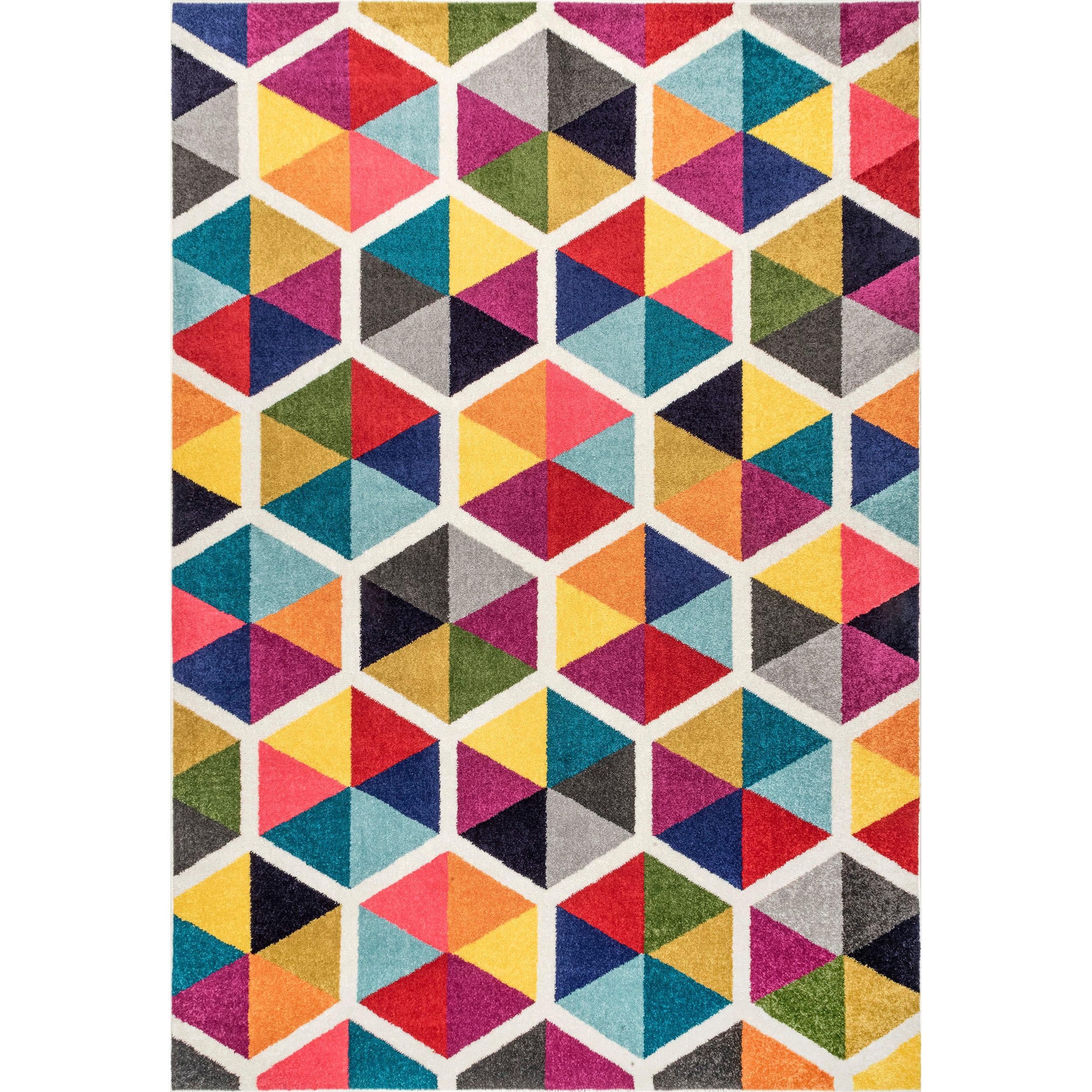 6'7"x9' Maris Triangles Area Rug Off White - nuLOOM