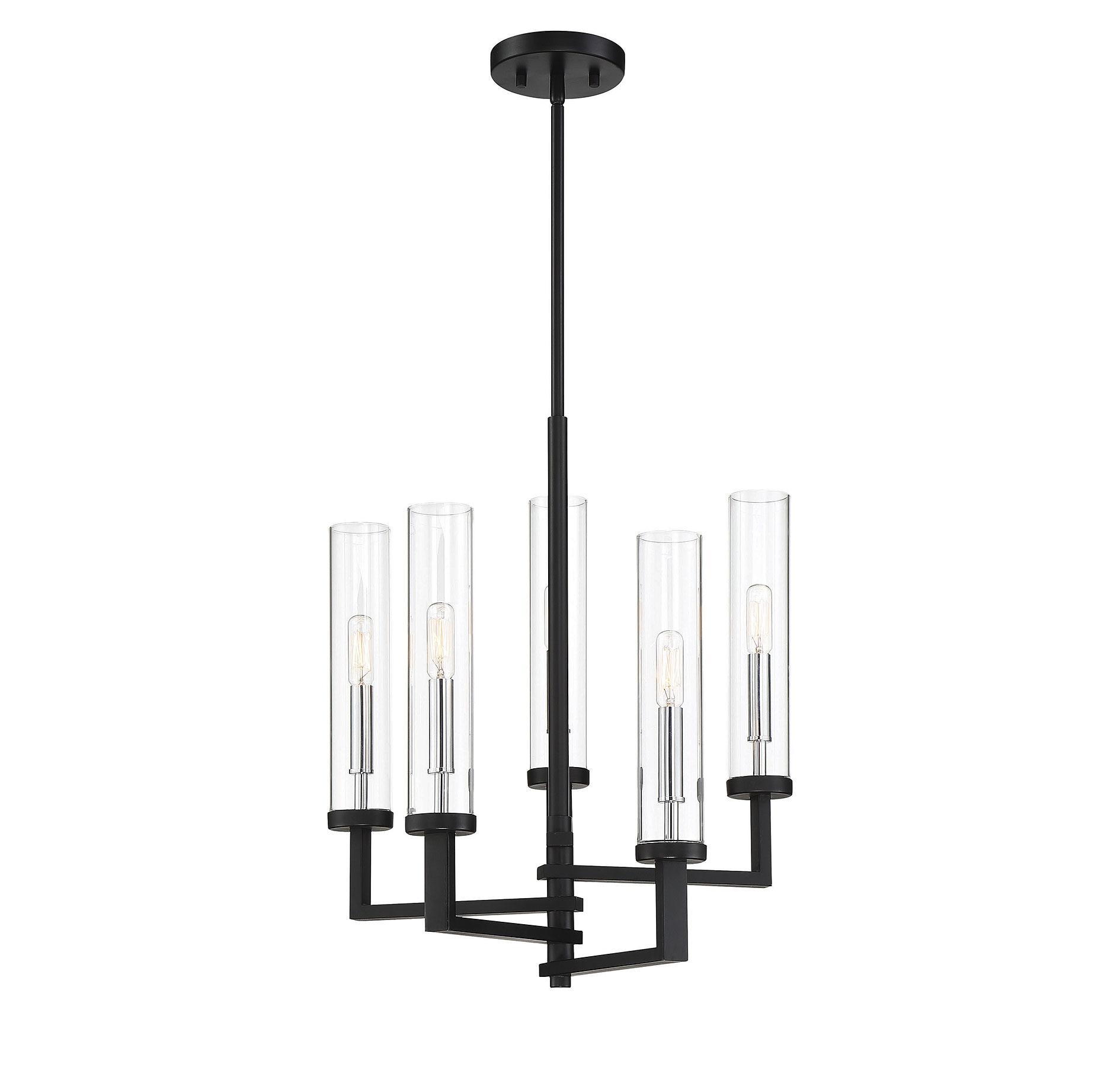 Savoy House Folsom 5 - Light Chandelier in  Matte Black/Polished Chrome