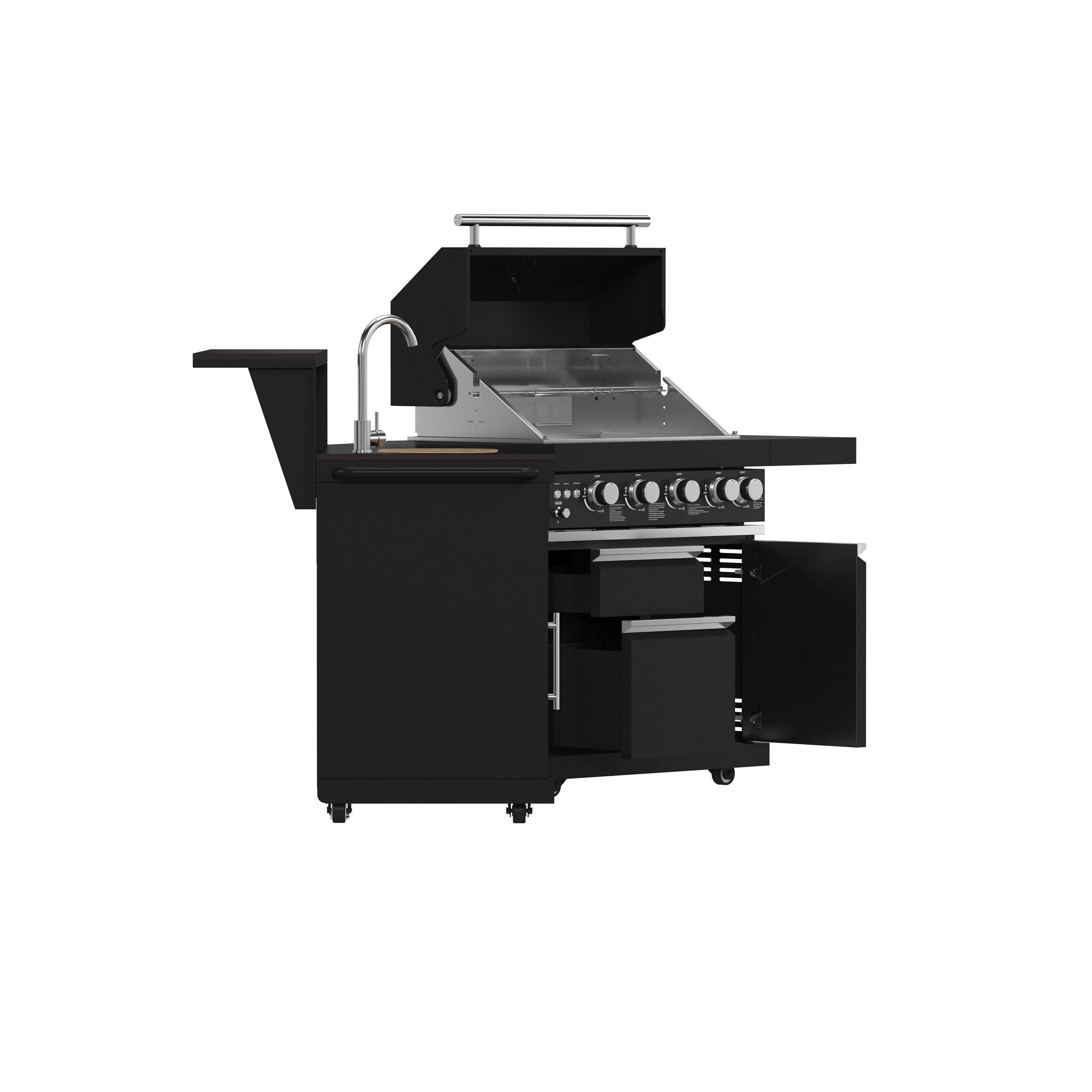 Forno All'Aperto 62,600 BTU BBQ & Sink Module with Black Sintered Stone Countertops, Bar & Beverage Center