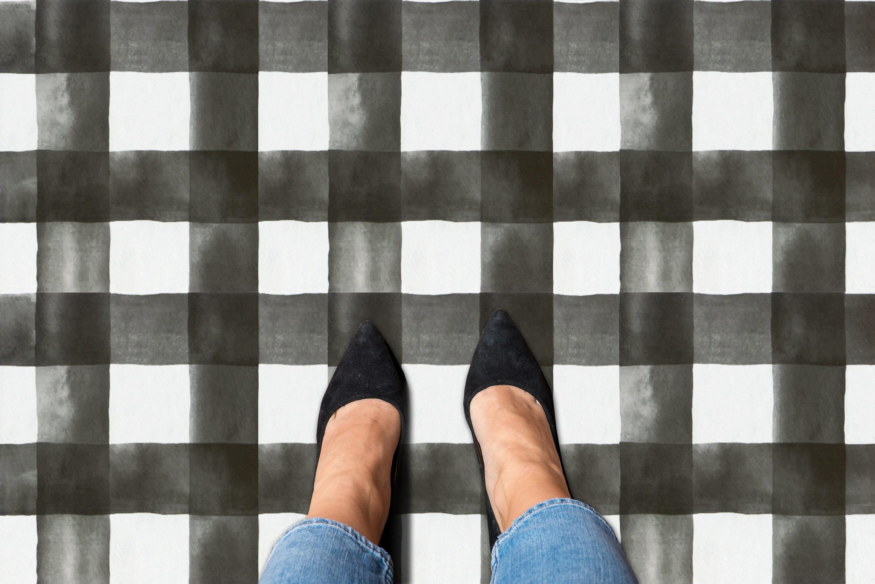 Watercolor Check 12x12 Self-Adhesive Vinyl Floor Tiles - 20 Tiles