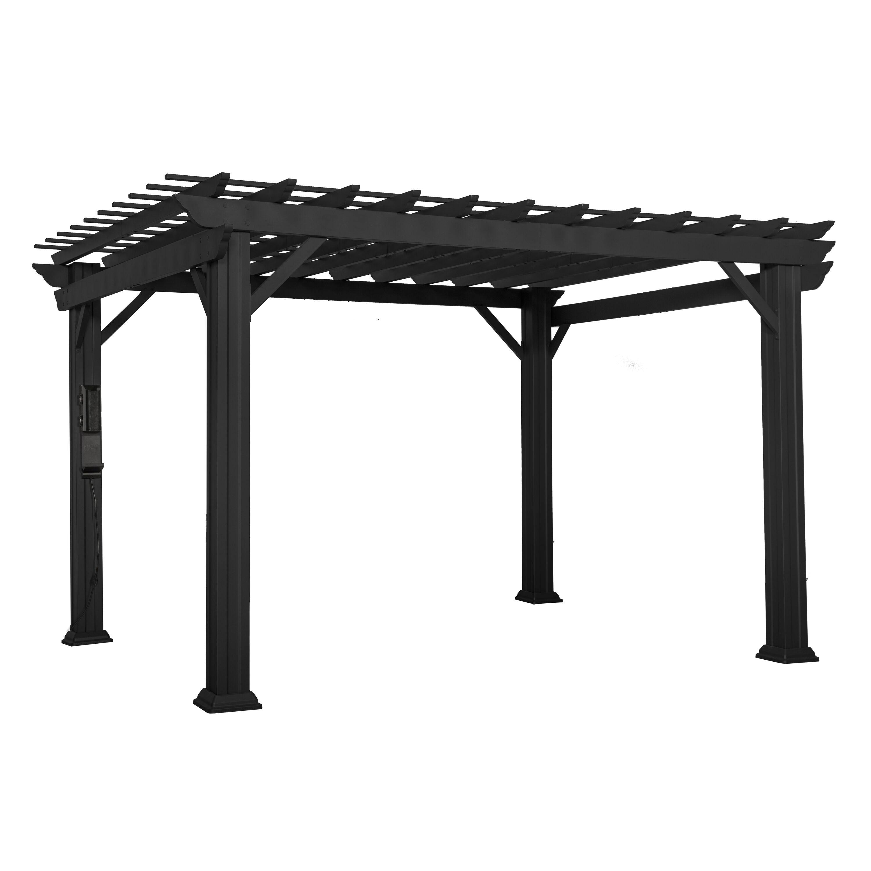 Backyard Discovery Stratford 12x10' Galvanized Steel Pergola, Shade Sail Canopy, PowerPort