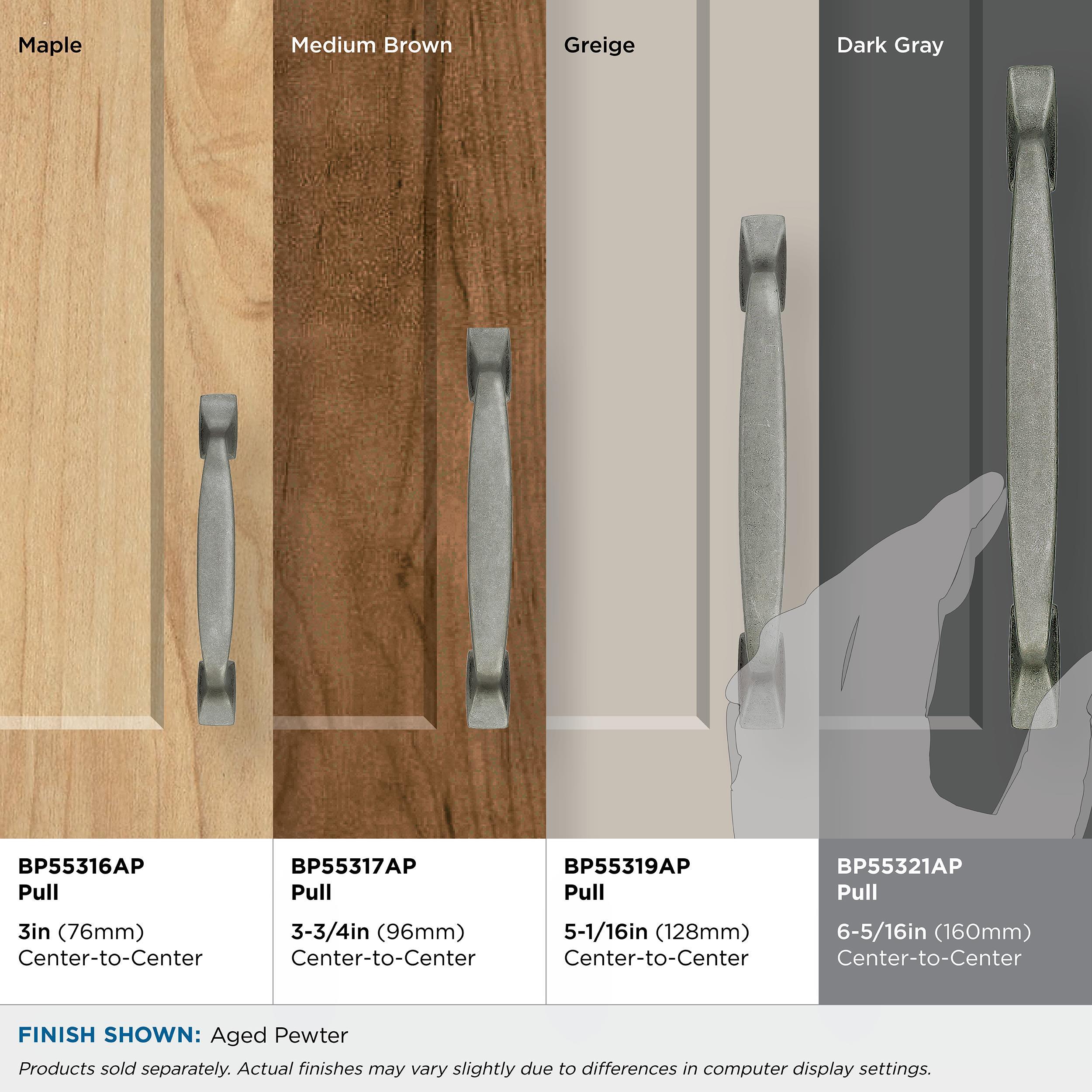 Amerock Highland Ridge 6-5/16 inch (160mm) Center-to-Center Aged Pewter Cabinet Pull